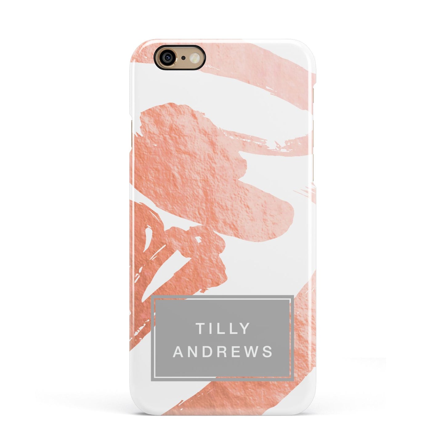 Personalised Rose Gold Leaf Name Apple iPhone 6 3D Snap Case