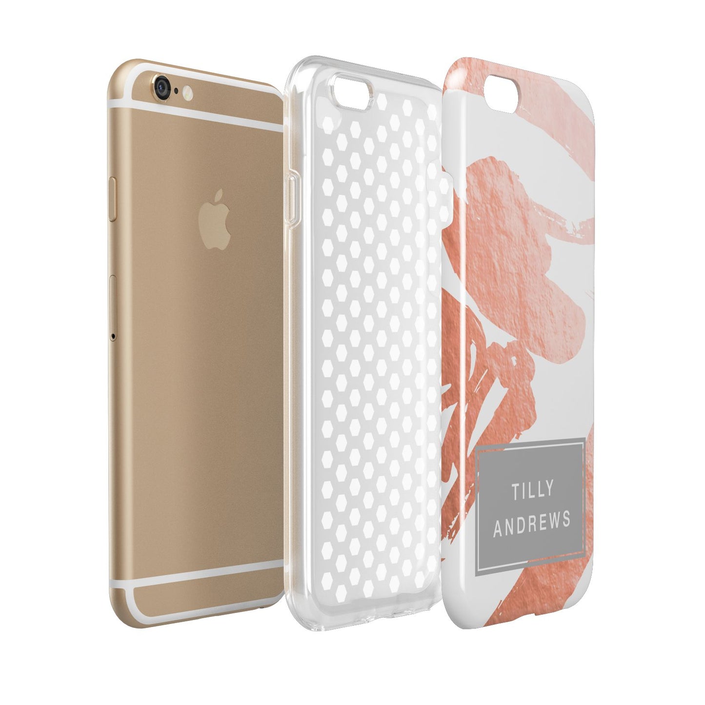 Personalised Rose Gold Leaf Name Apple iPhone 6 3D Tough Case Expanded view