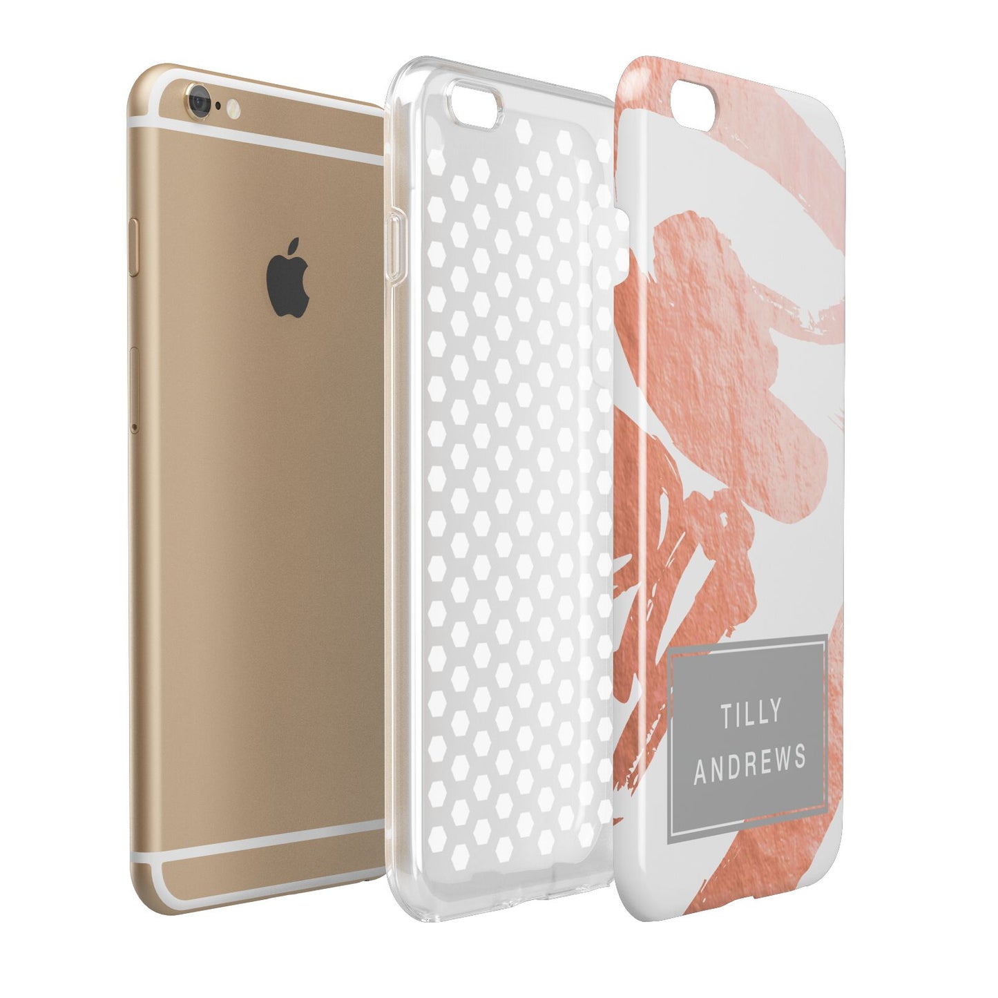 Personalised Rose Gold Leaf Name Apple iPhone 6 Plus 3D Tough Case Expand Detail Image