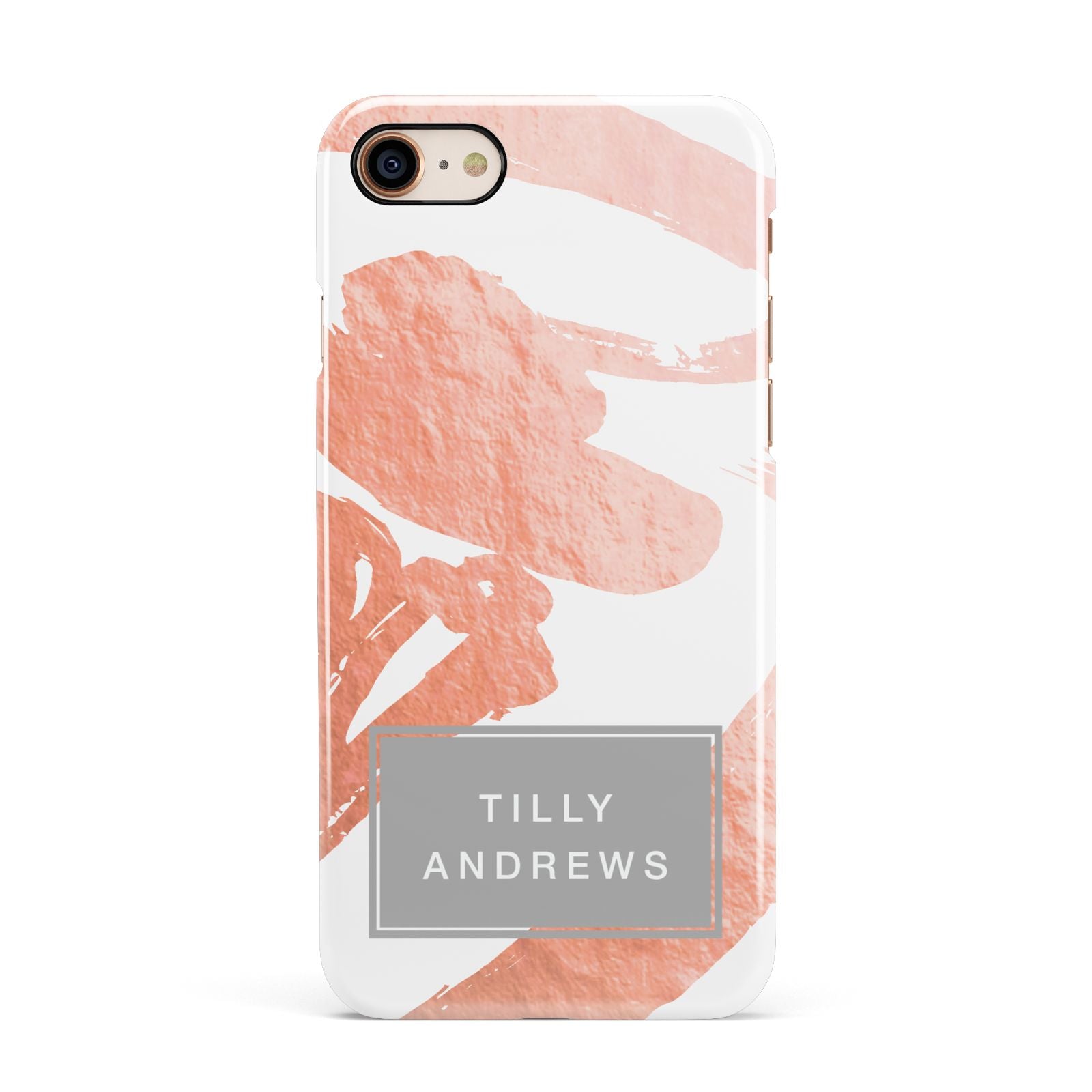 Personalised Rose Gold Leaf Name Apple iPhone 7 8 3D Snap Case