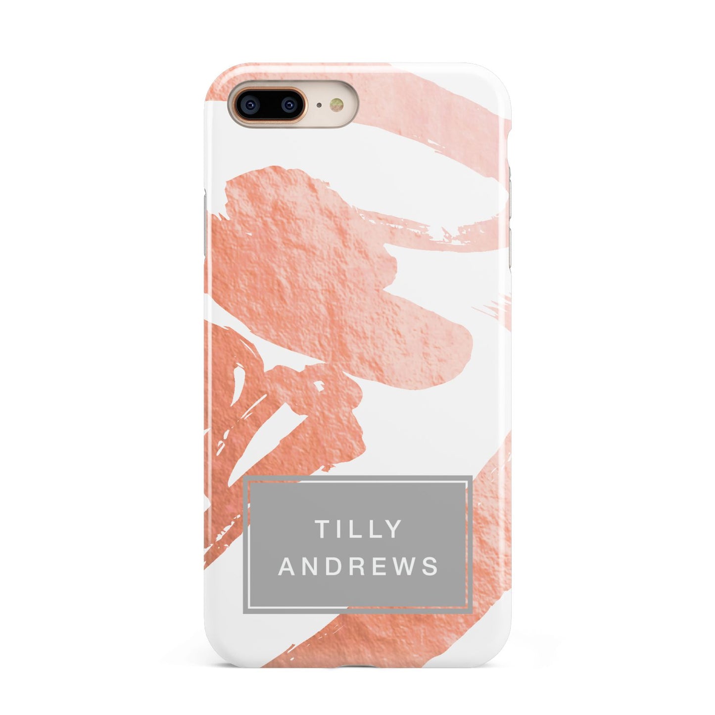Personalised Rose Gold Leaf Name Apple iPhone 7 8 Plus 3D Tough Case