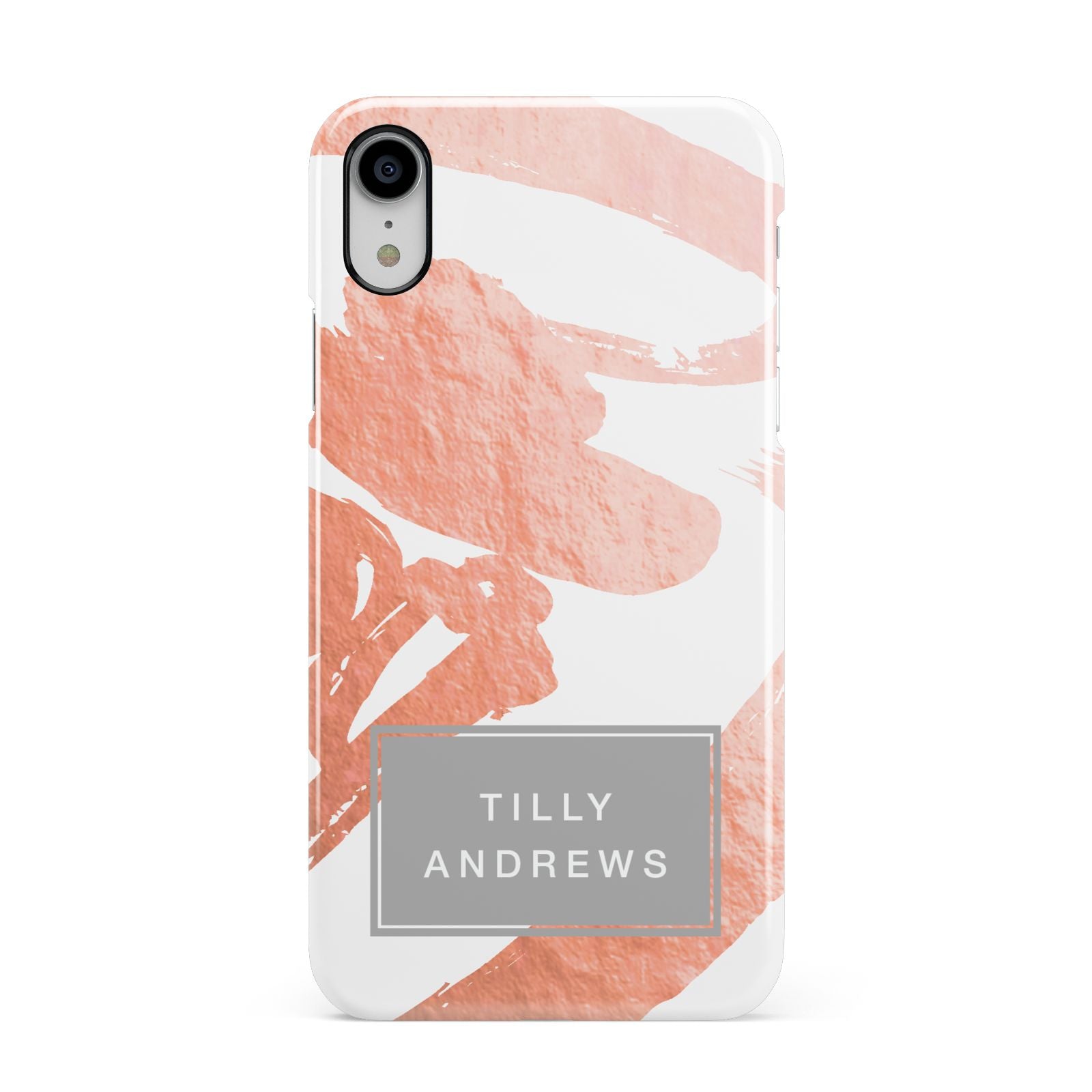 Personalised Rose Gold Leaf Name Apple iPhone XR White 3D Snap Case