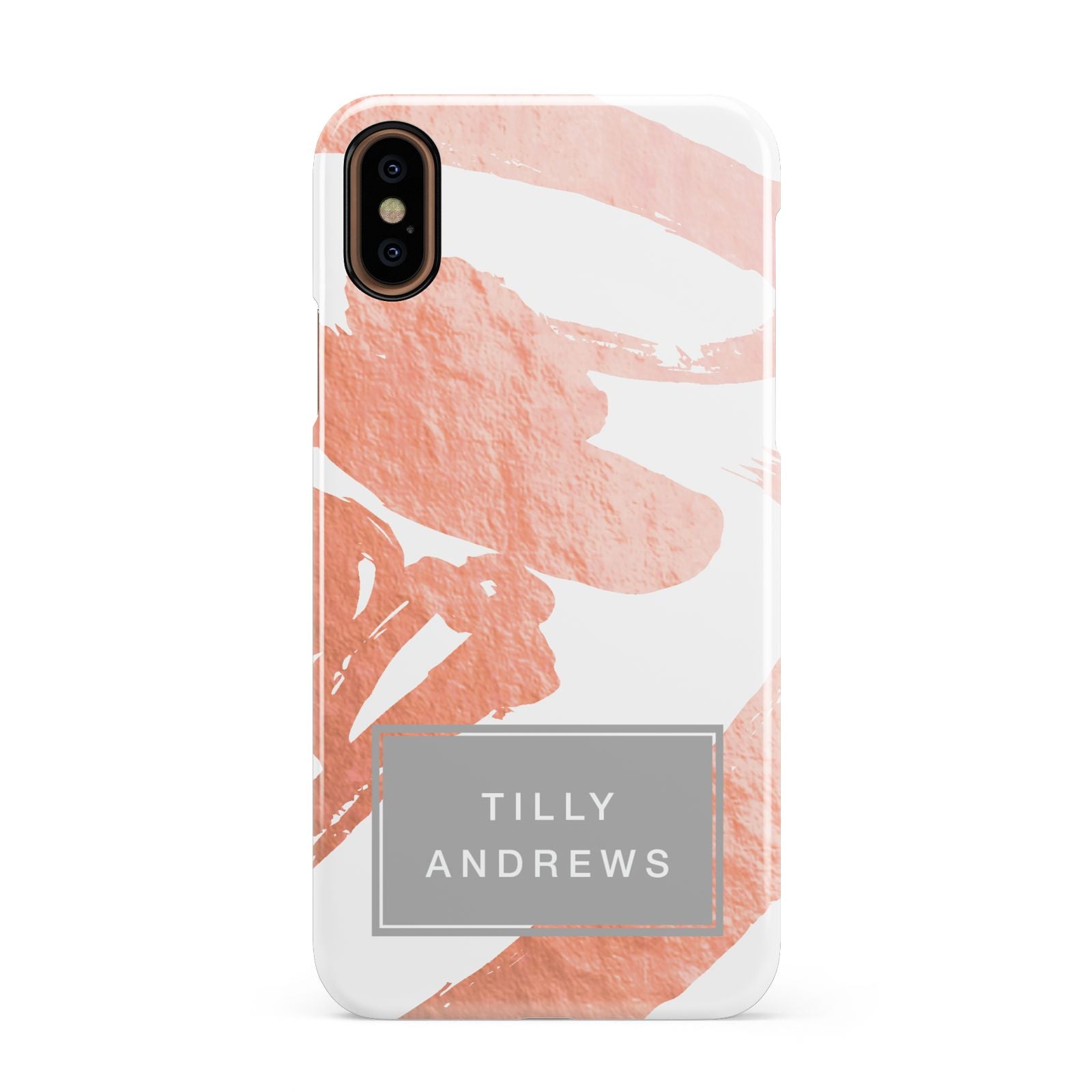 Personalised Rose Gold Leaf Name Apple iPhone XS 3D Snap Case