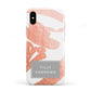 Personalised Rose Gold Leaf Name Apple iPhone XS 3D Tough