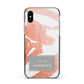 Personalised Rose Gold Leaf Name Apple iPhone Xs Impact Case Black Edge on Silver Phone