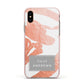 Personalised Rose Gold Leaf Name Apple iPhone Xs Impact Case Pink Edge on Gold Phone