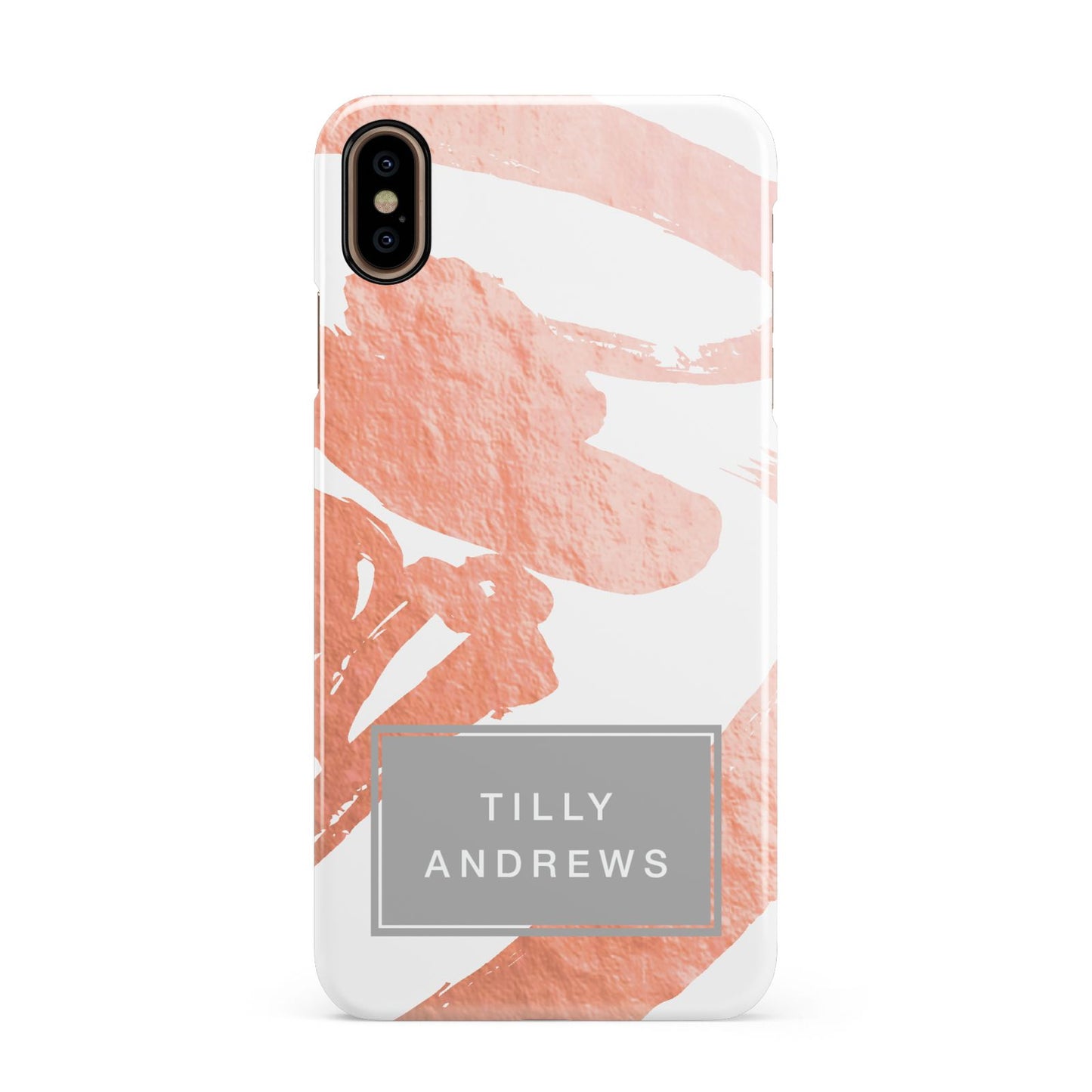 Personalised Rose Gold Leaf Name Apple iPhone Xs Max 3D Snap Case