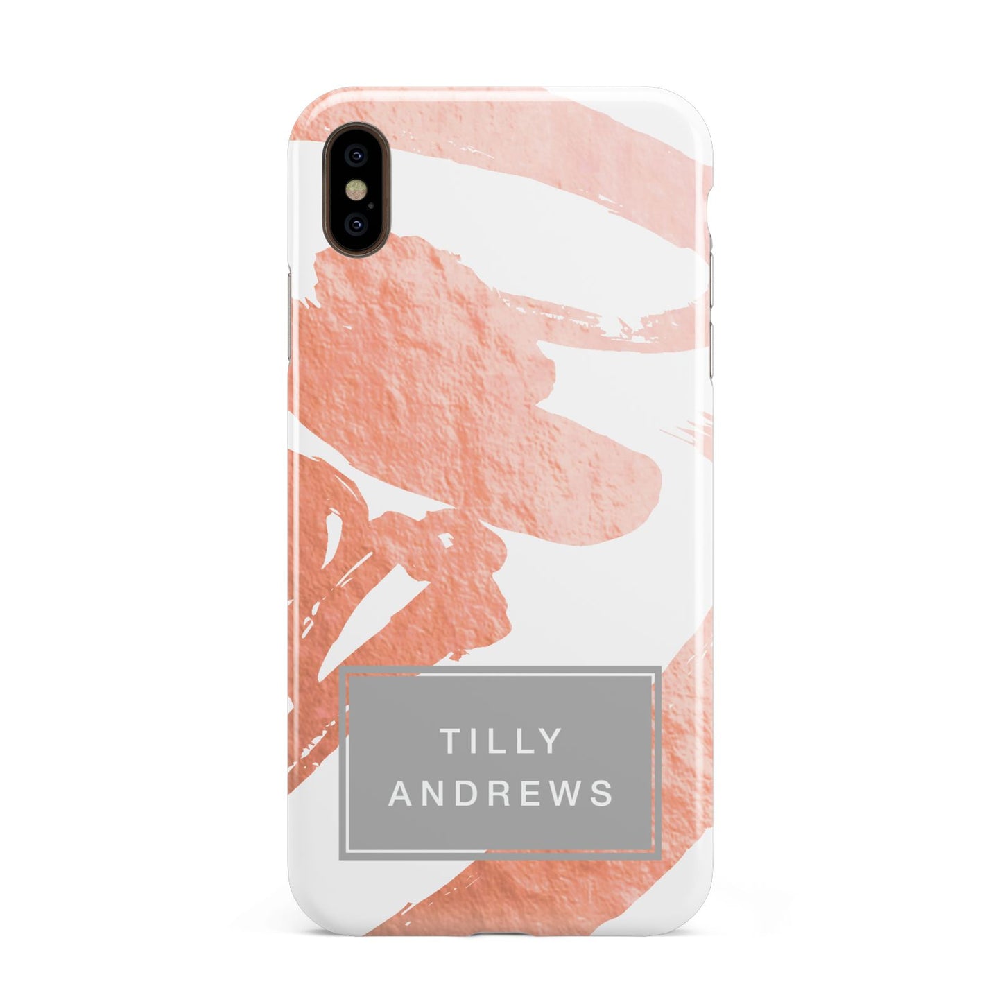 Personalised Rose Gold Leaf Name Apple iPhone Xs Max 3D Tough Case