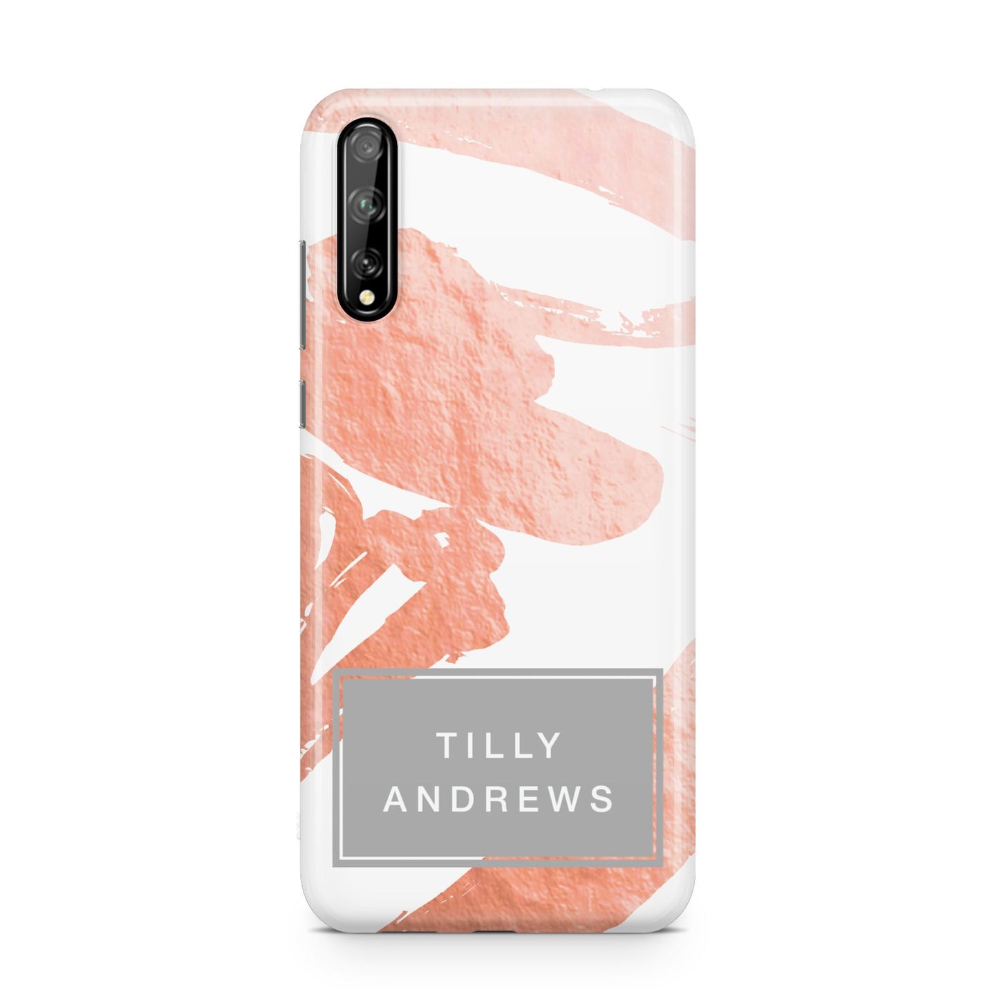 Personalised Rose Gold Leaf Name Huawei Enjoy 10s Phone Case