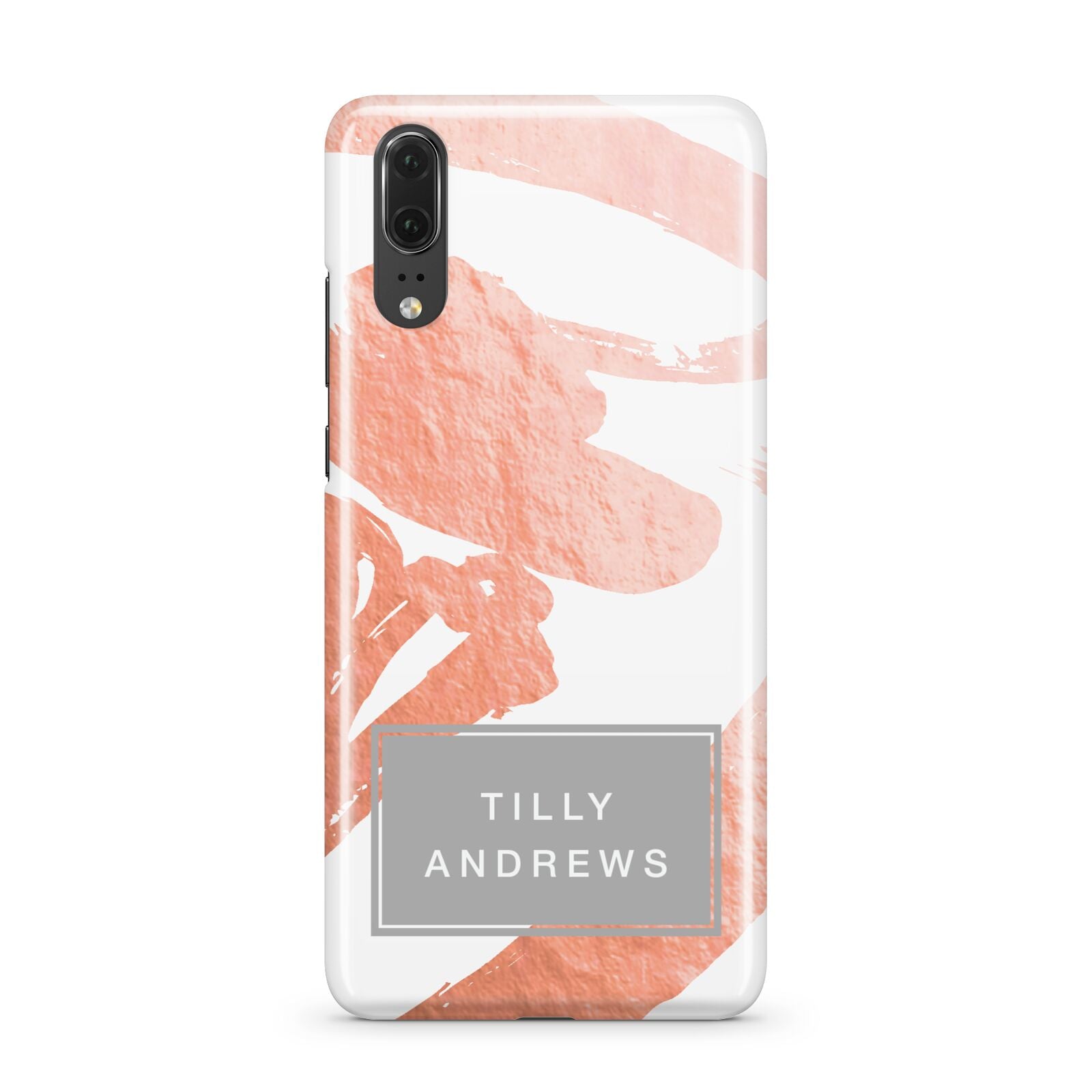 Personalised Rose Gold Leaf Name Huawei P20 Phone Case