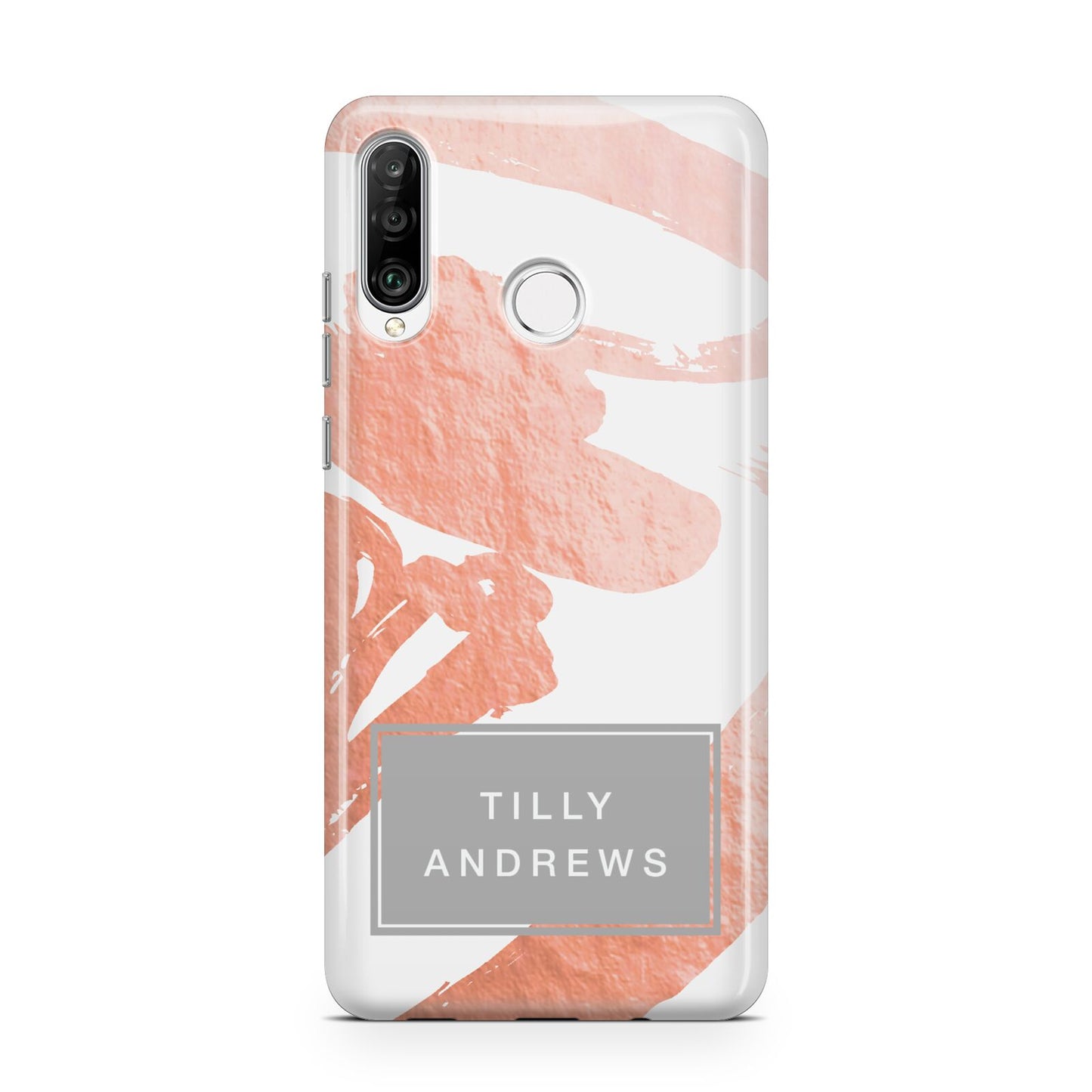 Personalised Rose Gold Leaf Name Huawei P30 Lite Phone Case