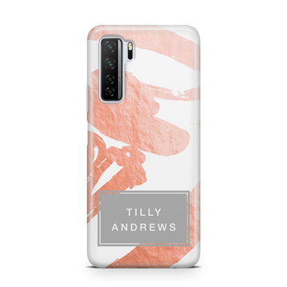 Personalised Rose Gold Leaf Name Huawei P40 Lite 5G Phone Case
