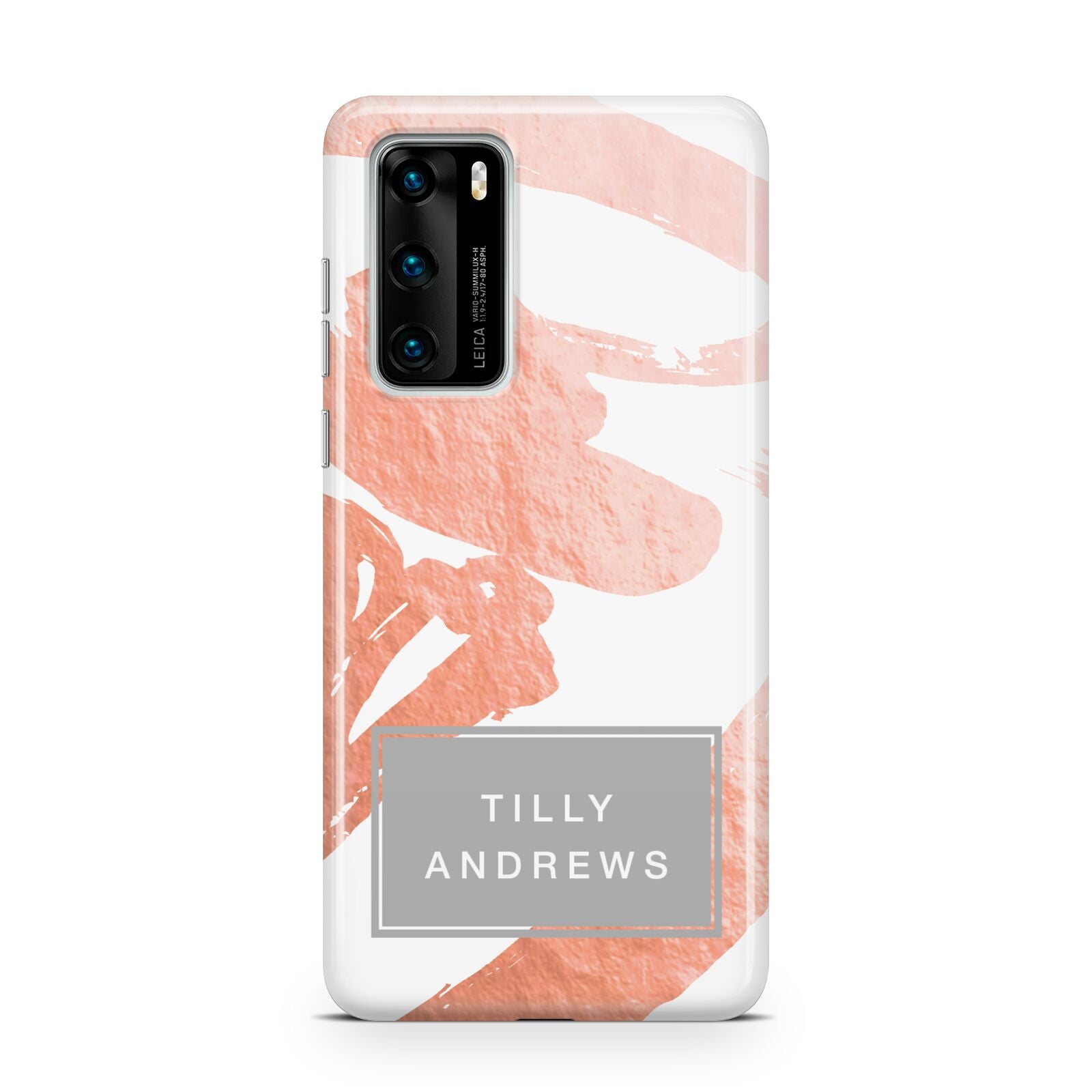 Personalised Rose Gold Leaf Name Huawei P40 Phone Case