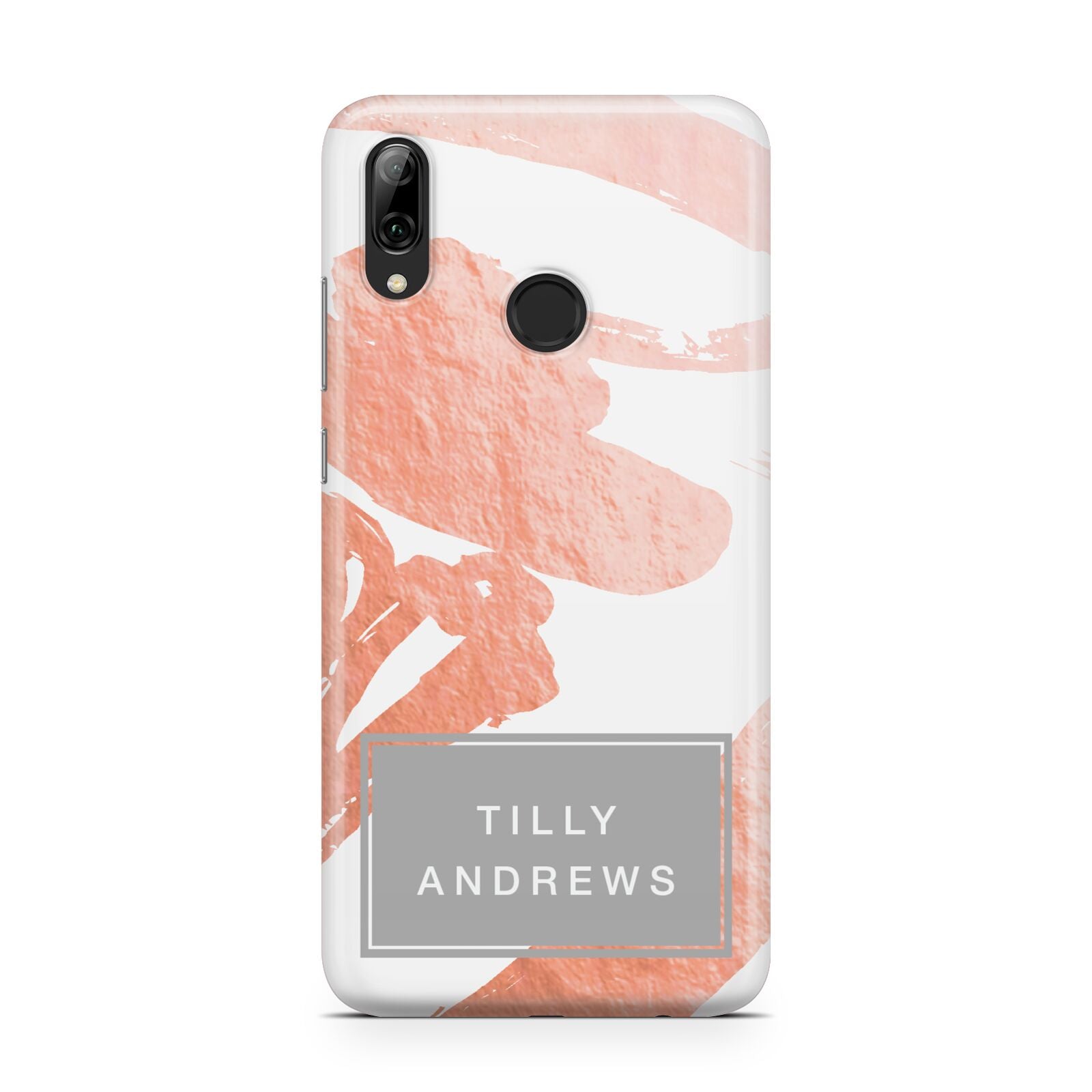 Personalised Rose Gold Leaf Name Huawei Y7 2019