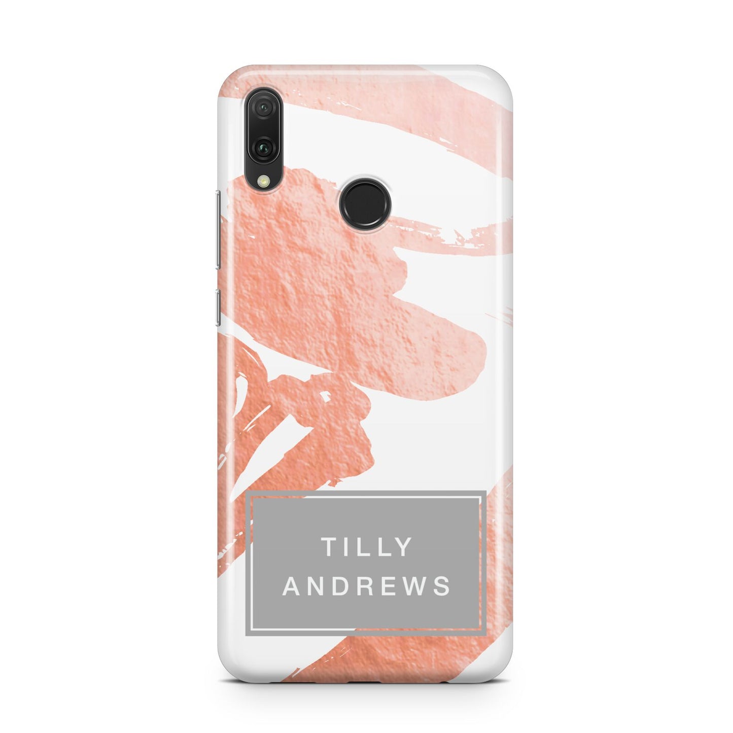 Personalised Rose Gold Leaf Name Huawei Y9 2019