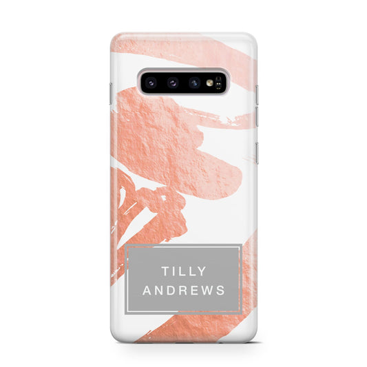 Personalised Rose Gold Leaf Name Protective Samsung Galaxy Case