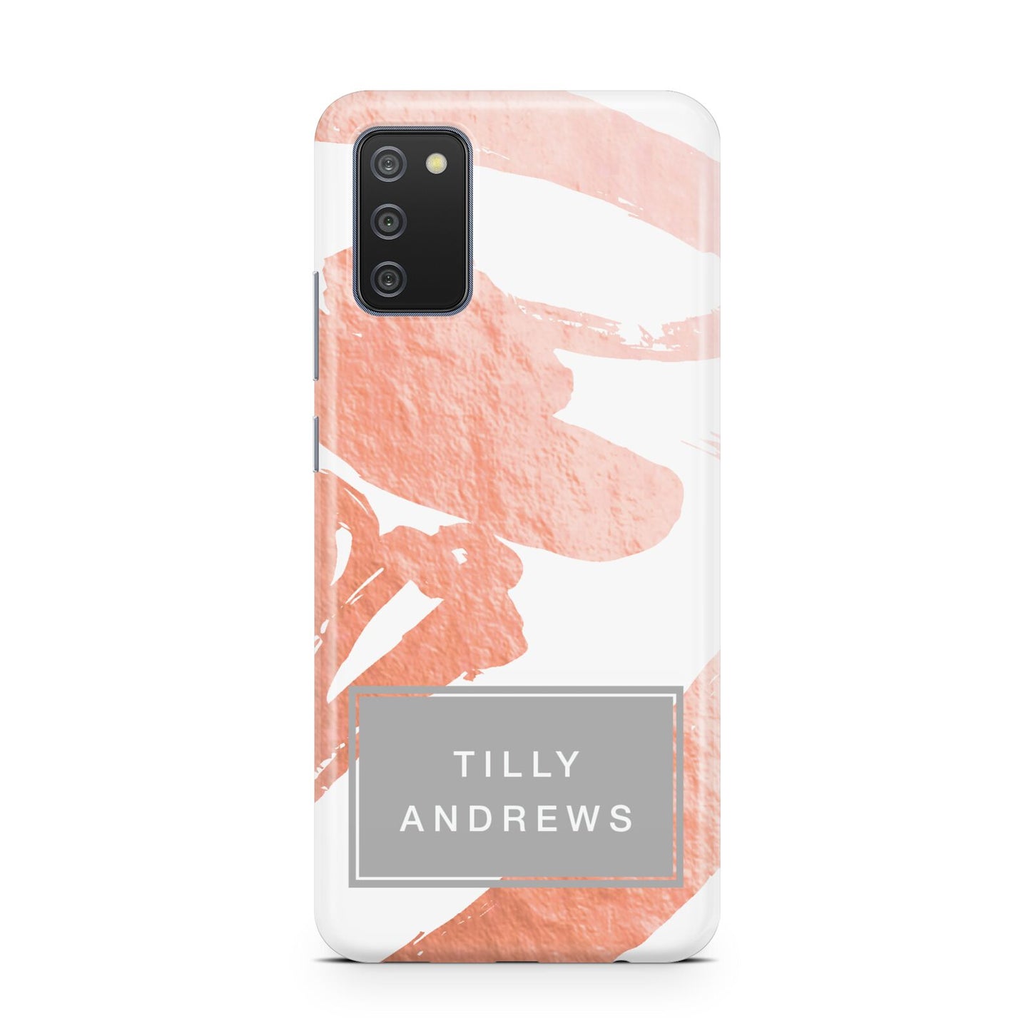 Personalised Rose Gold Leaf Name Samsung A02s Case