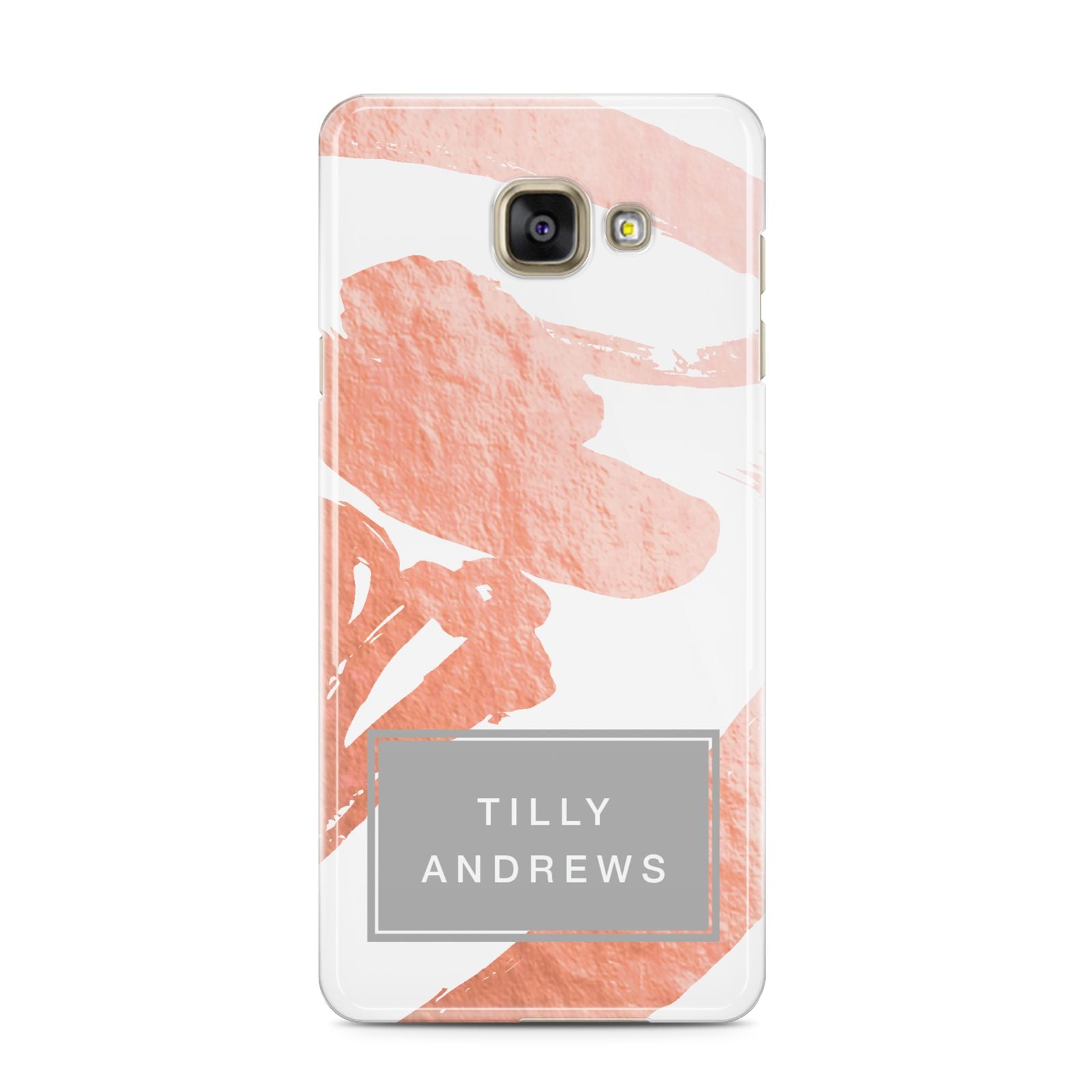 Personalised Rose Gold Leaf Name Samsung Galaxy A3 2016 Case on gold phone