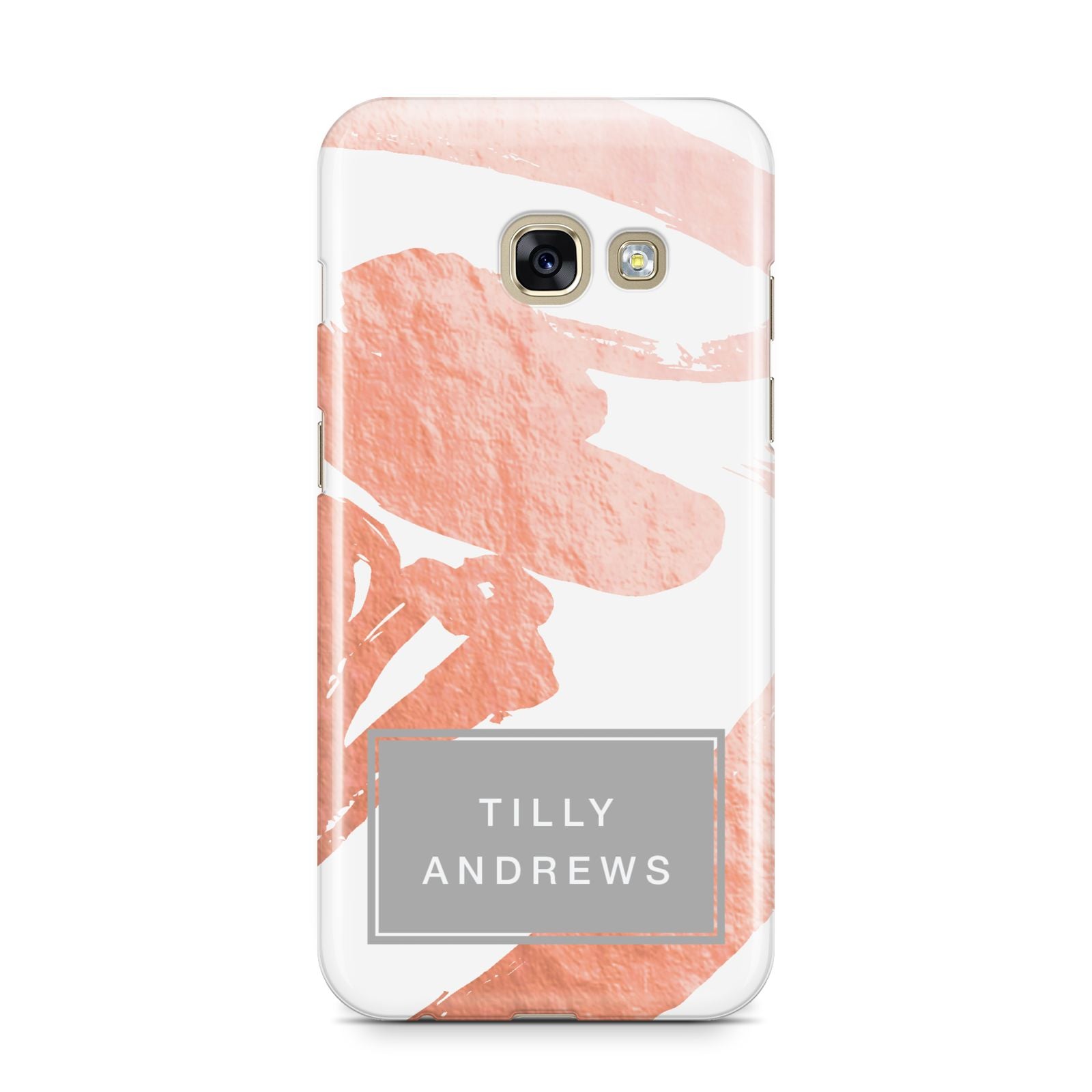 Personalised Rose Gold Leaf Name Samsung Galaxy A3 2017 Case on gold phone