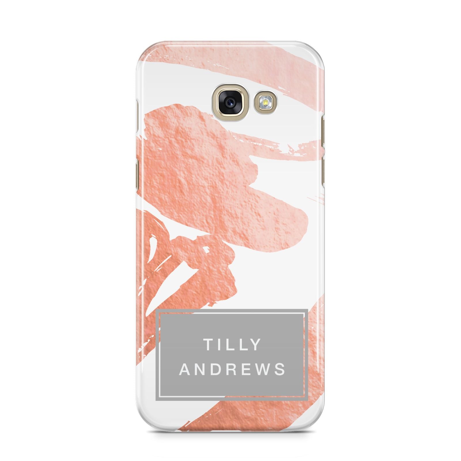 Personalised Rose Gold Leaf Name Samsung Galaxy A5 2017 Case on gold phone