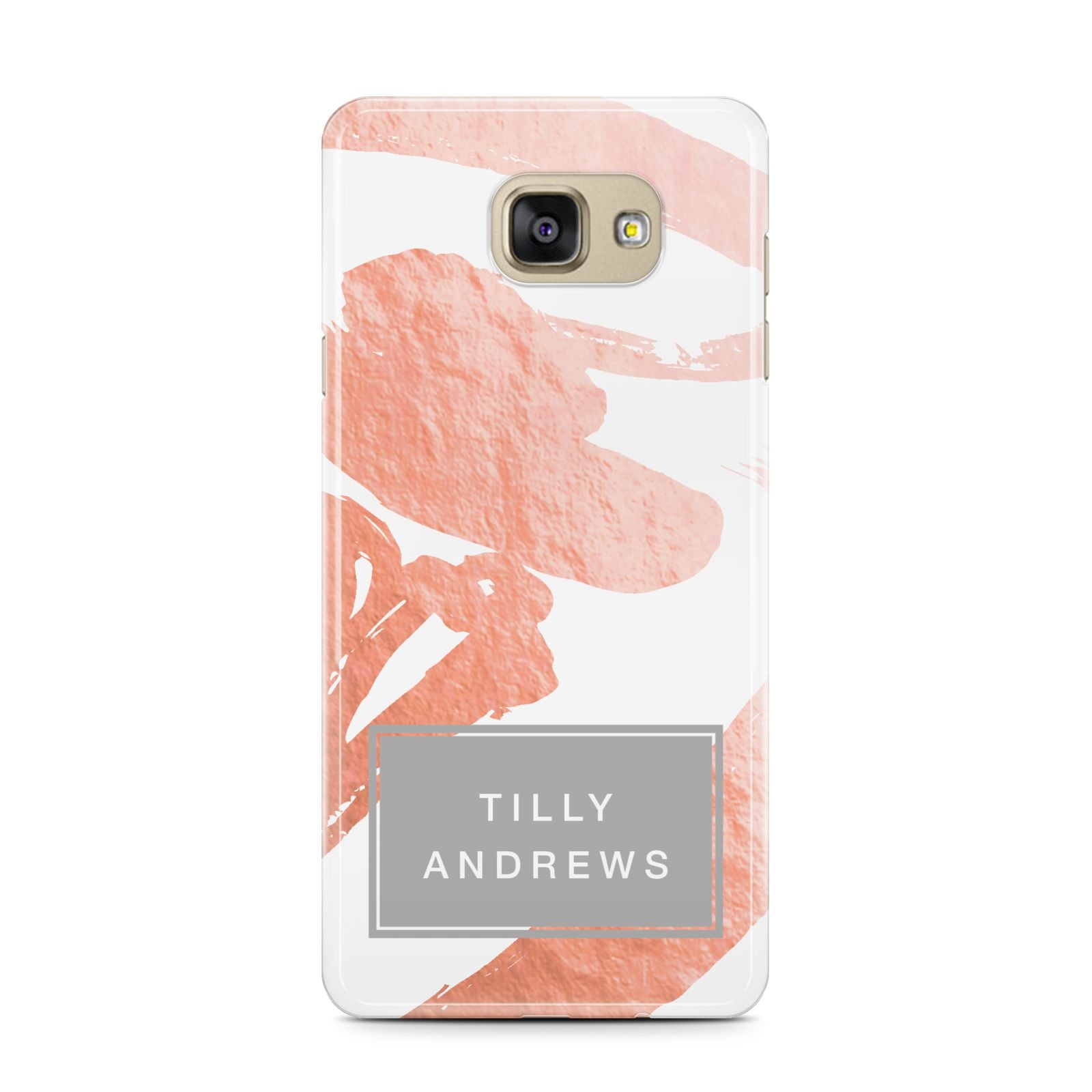 Personalised Rose Gold Leaf Name Samsung Galaxy A7 2016 Case on gold phone