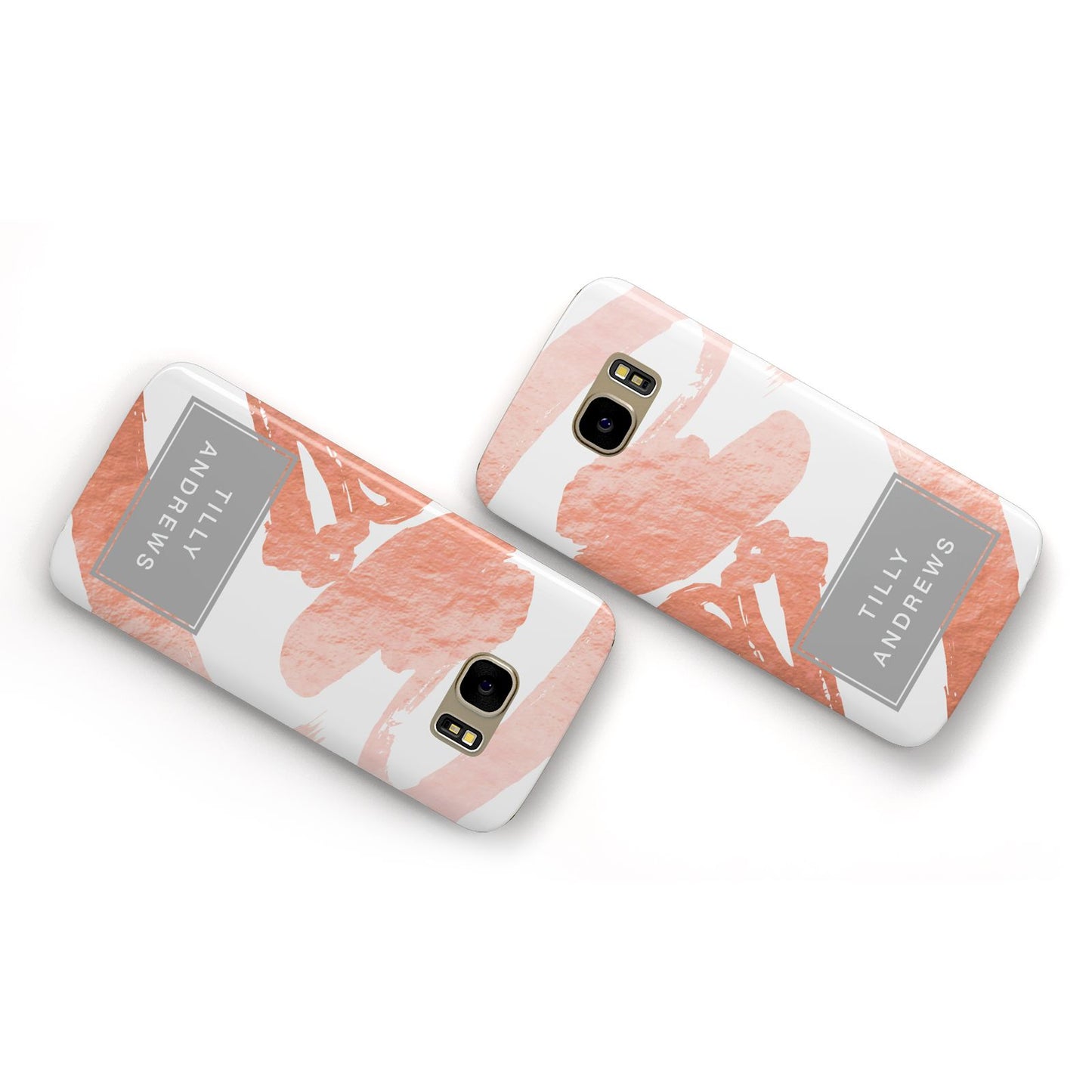 Personalised Rose Gold Leaf Name Samsung Galaxy Case Flat Overview
