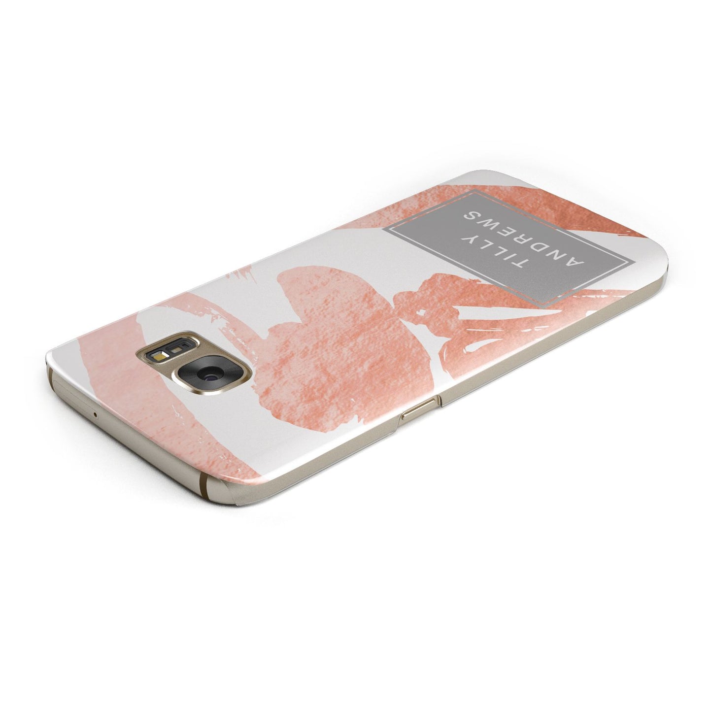 Personalised Rose Gold Leaf Name Samsung Galaxy Case Top Cutout