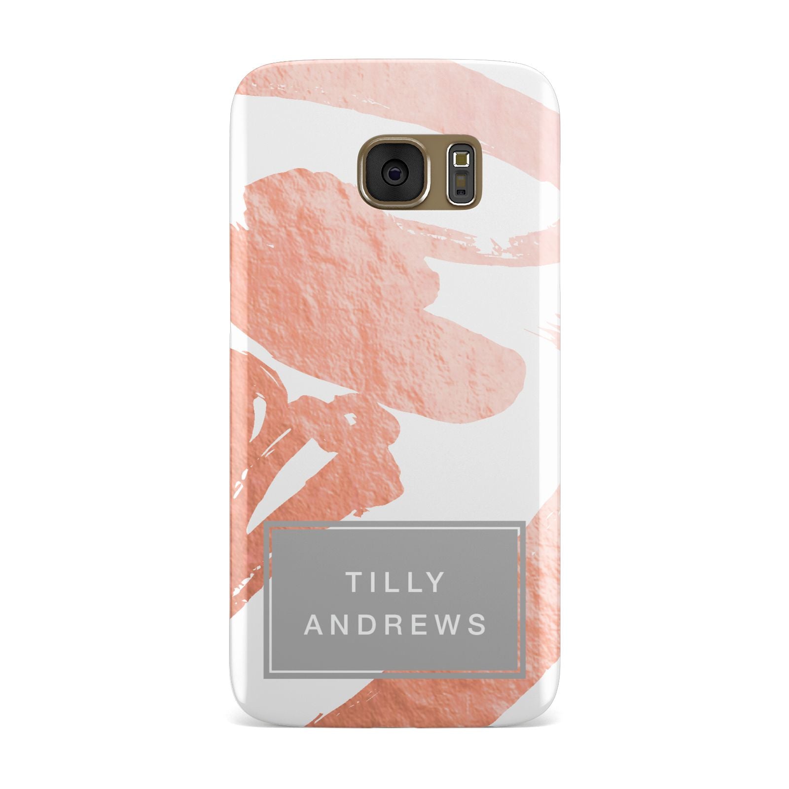 Personalised Rose Gold Leaf Name Samsung Galaxy Case