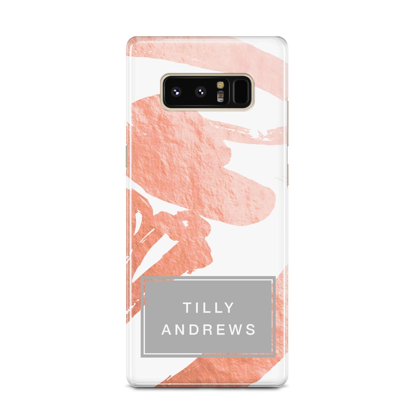 Personalised Rose Gold Leaf Name Samsung Galaxy Note 8 Case