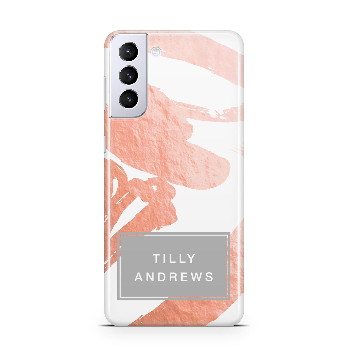 Personalised Rose Gold Leaf Name Samsung S21 Plus Case