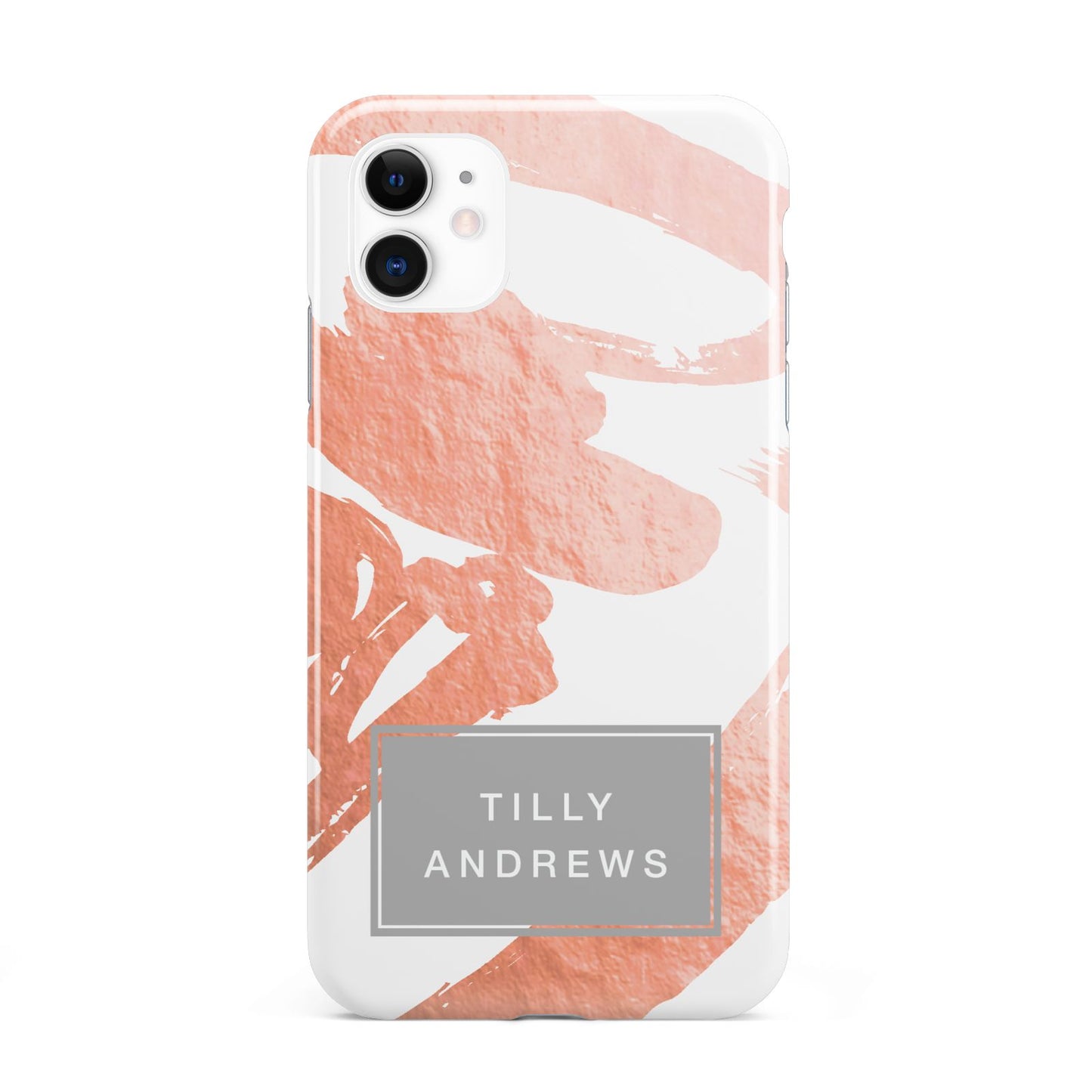 Personalised Rose Gold Leaf Name iPhone 11 3D Tough Case