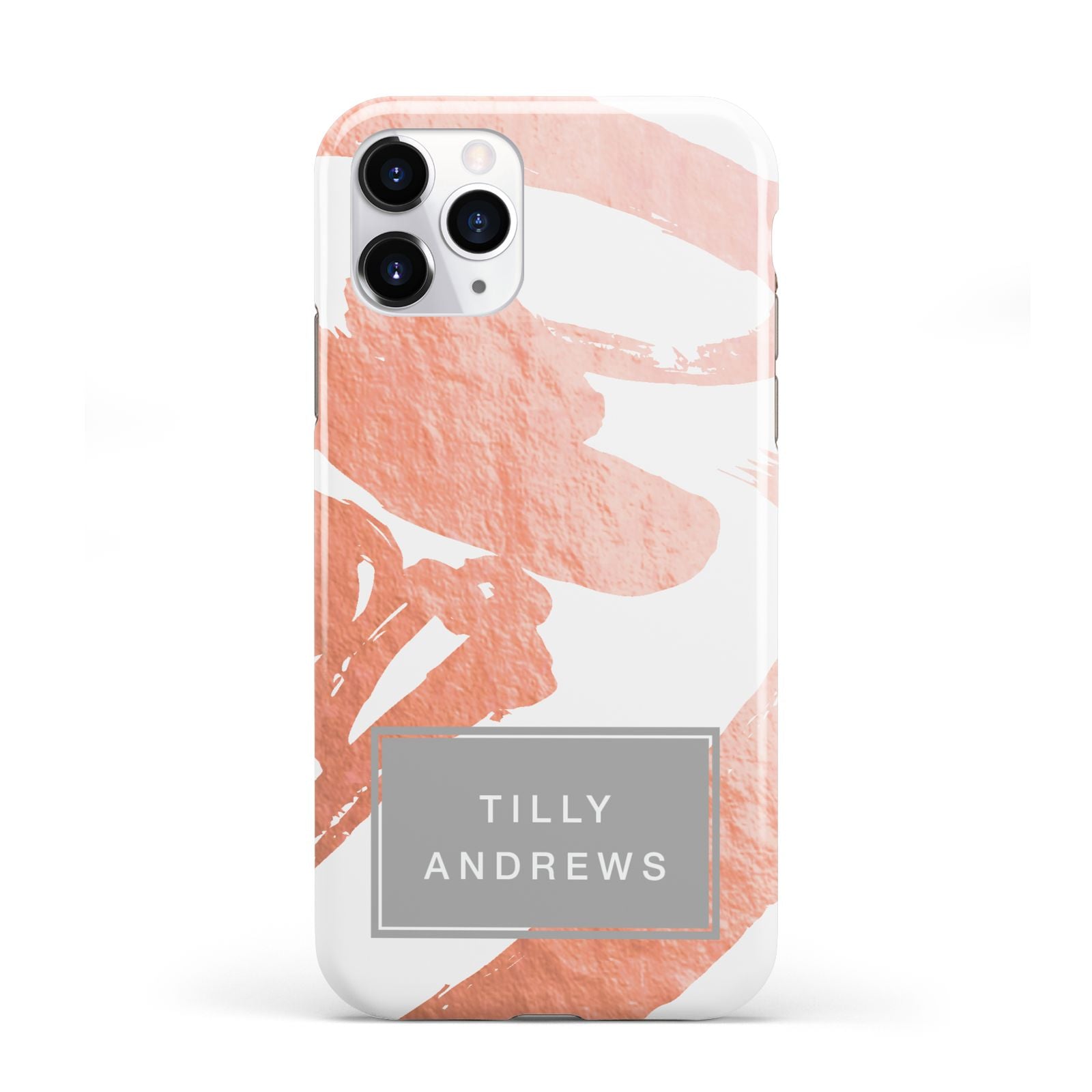 Personalised Rose Gold Leaf Name iPhone 11 Pro 3D Tough Case