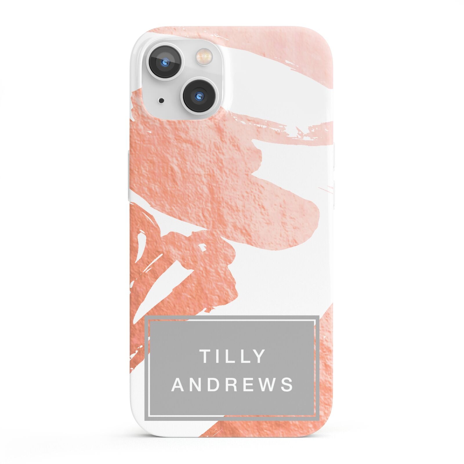 Personalised Rose Gold Leaf Name iPhone 13 Full Wrap 3D Snap Case