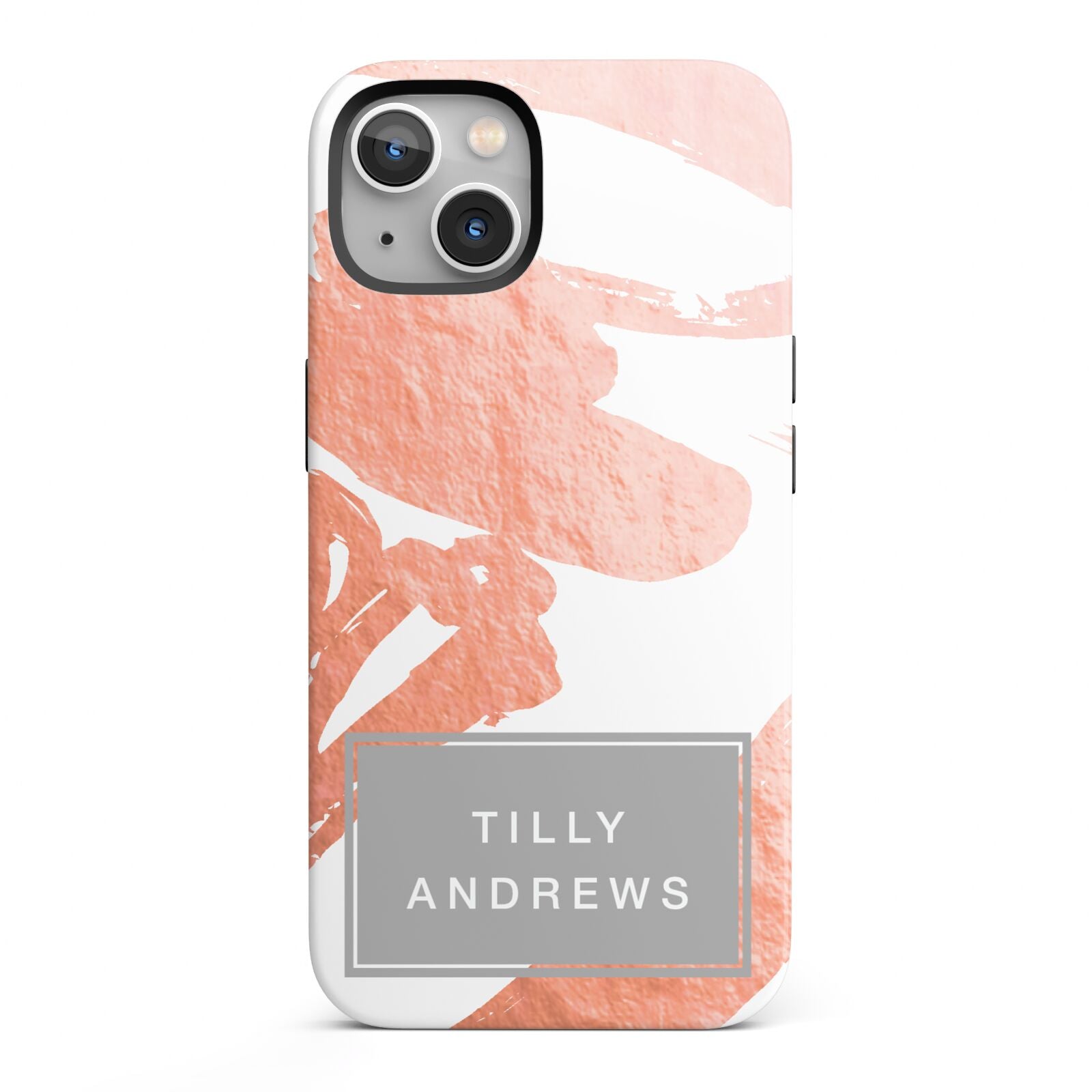 Personalised Rose Gold Leaf Name iPhone 13 Full Wrap 3D Tough Case