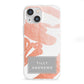 Personalised Rose Gold Leaf Name iPhone 13 Mini Clear Bumper Case