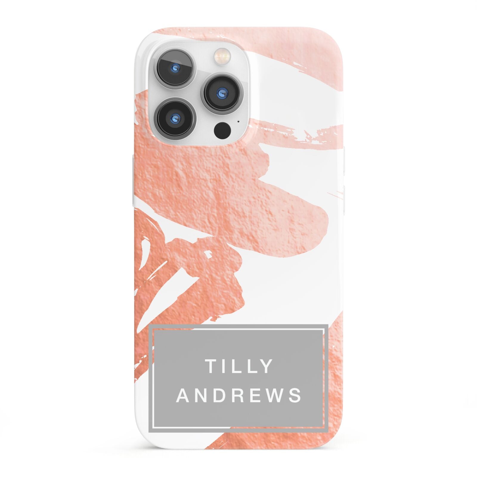 Personalised Rose Gold Leaf Name iPhone 13 Pro Full Wrap 3D Snap Case