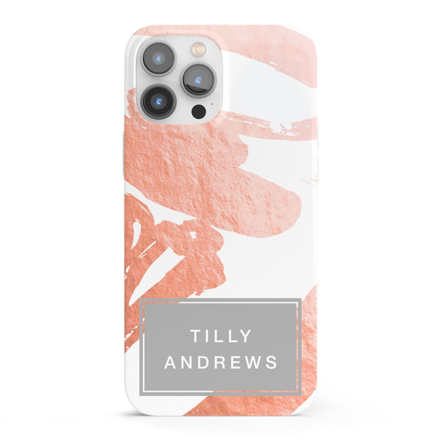 Personalised Rose Gold Leaf Name iPhone 13 Pro Max Full Wrap 3D Snap Case