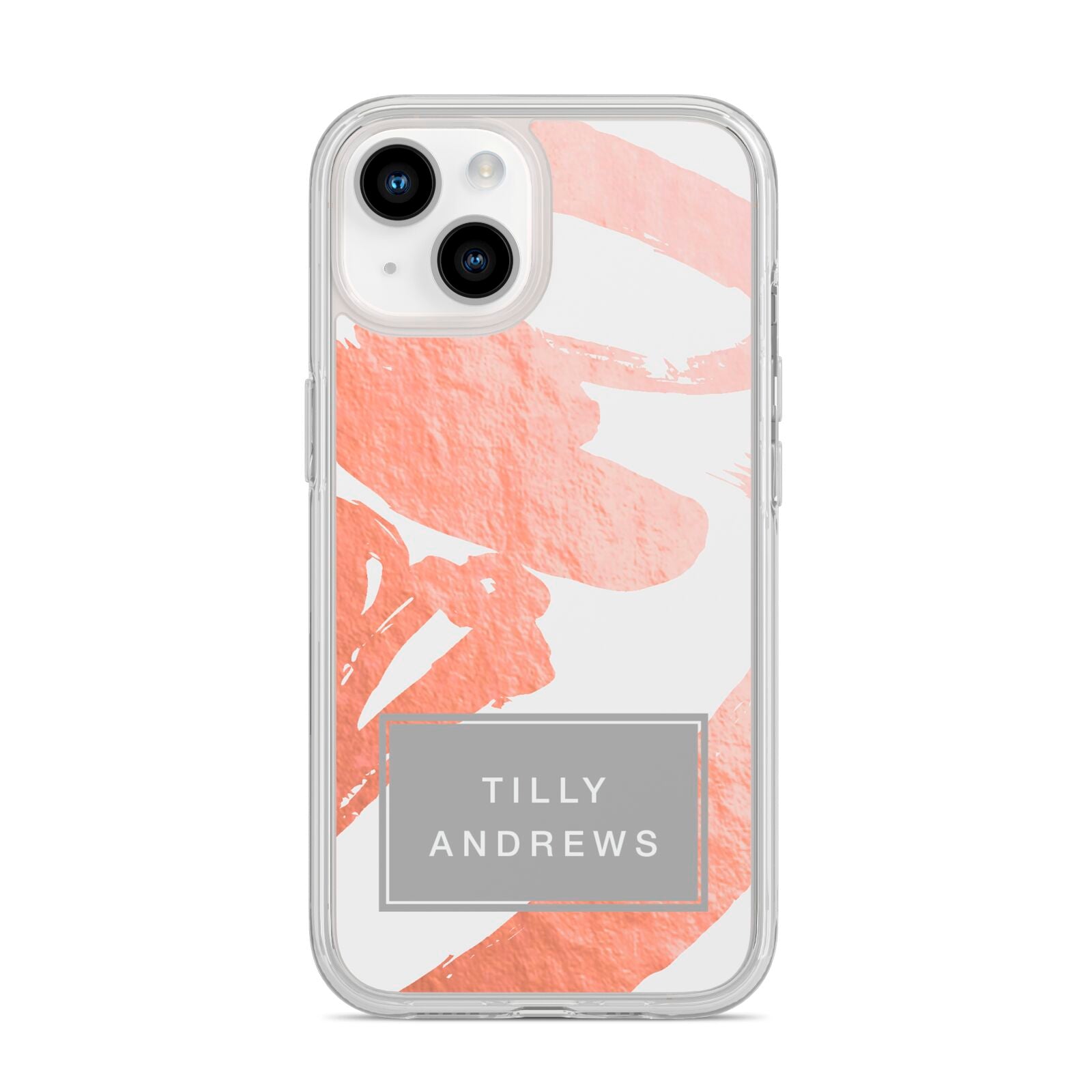 Personalised Rose Gold Leaf Name iPhone 14 Clear Tough Case Starlight
