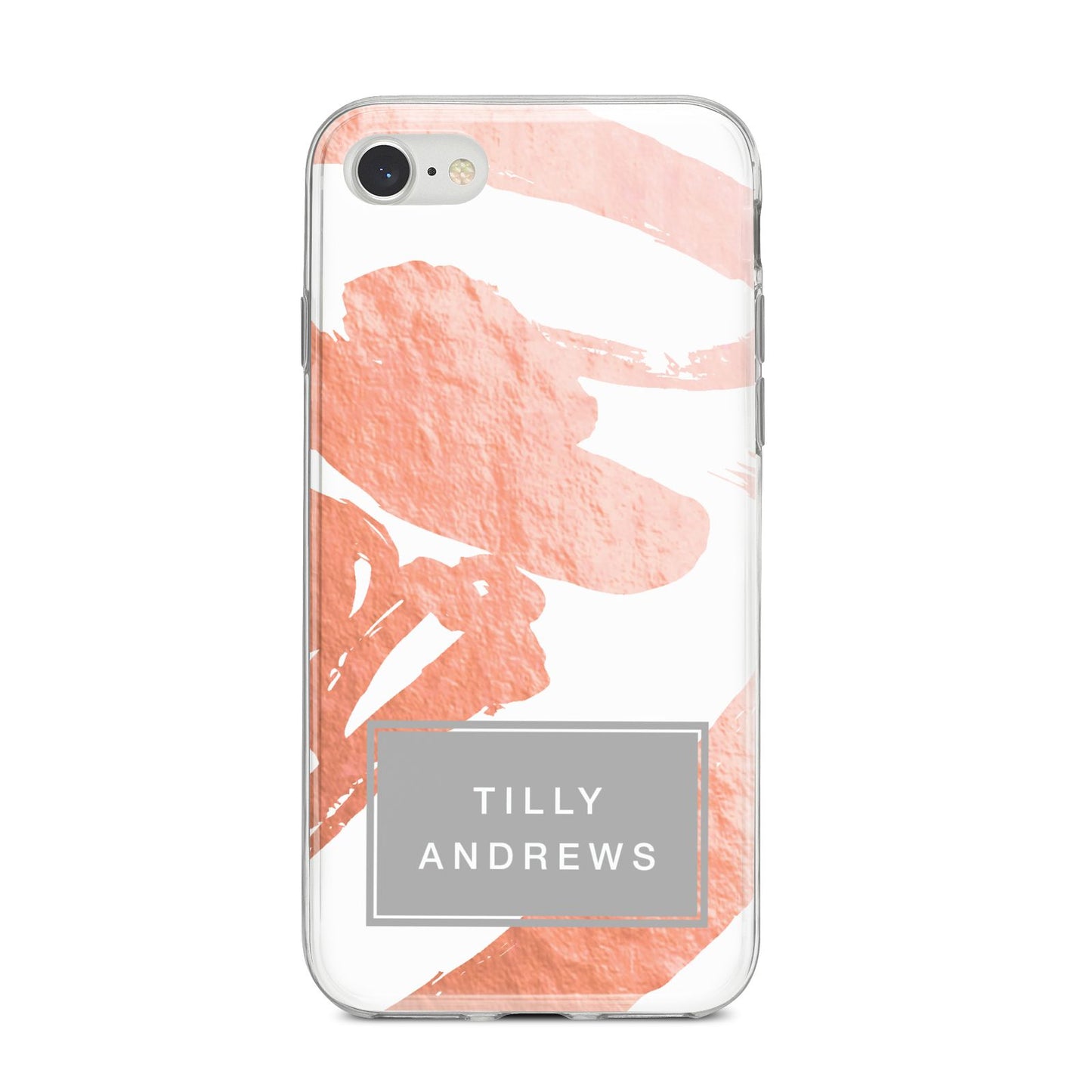 Personalised Rose Gold Leaf Name iPhone 8 Bumper Case on Silver iPhone