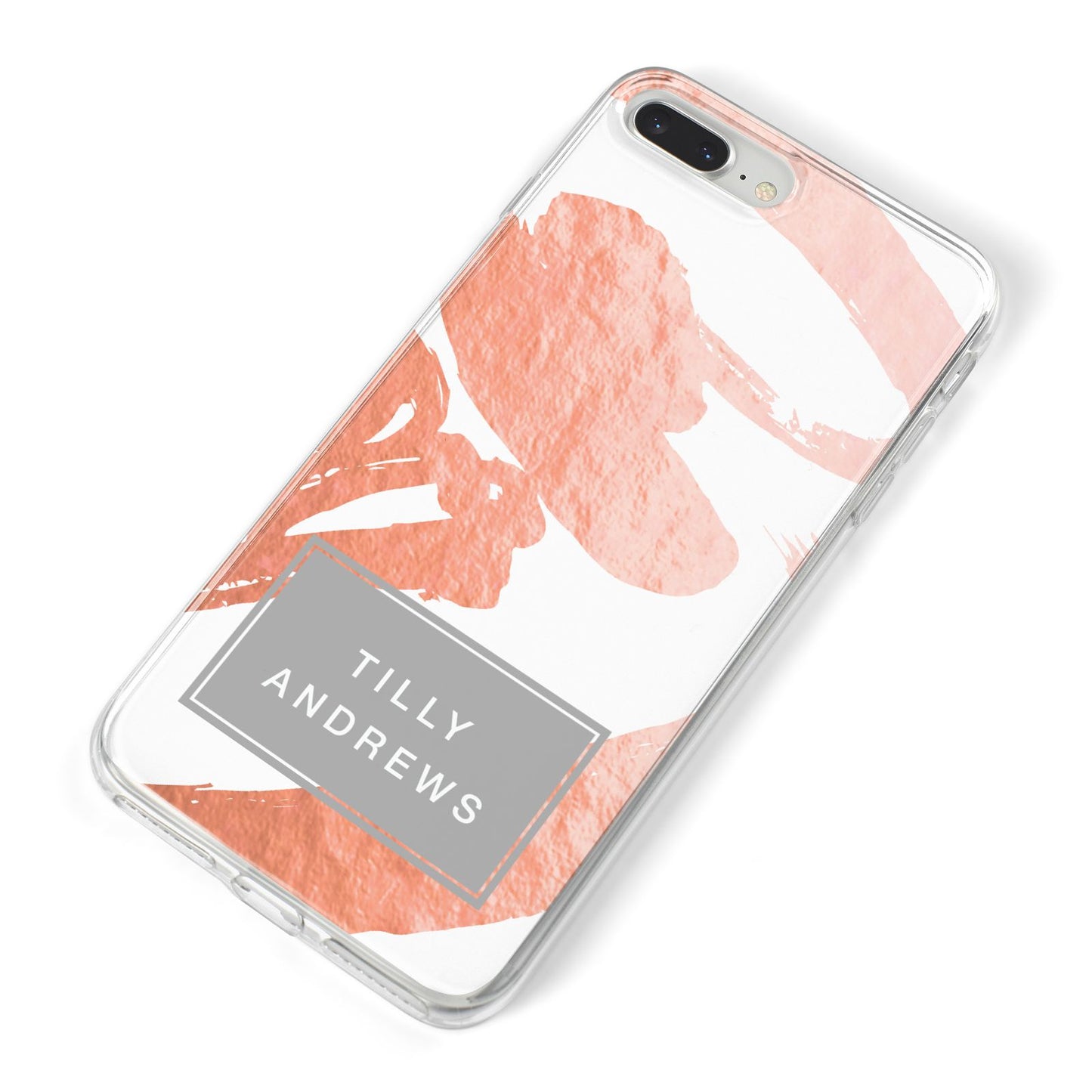 Personalised Rose Gold Leaf Name iPhone 8 Plus Bumper Case on Silver iPhone Alternative Image