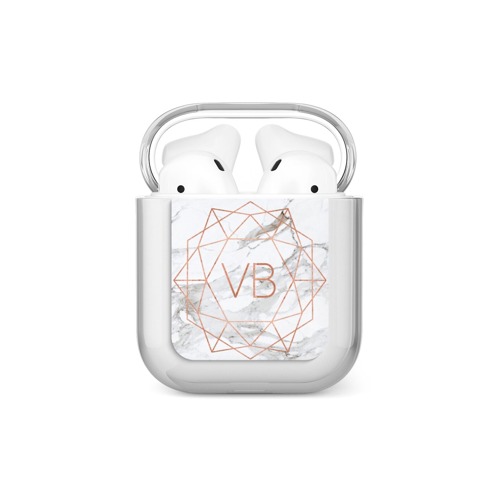 Personalised Rose Gold Marble Initials AirPods Case