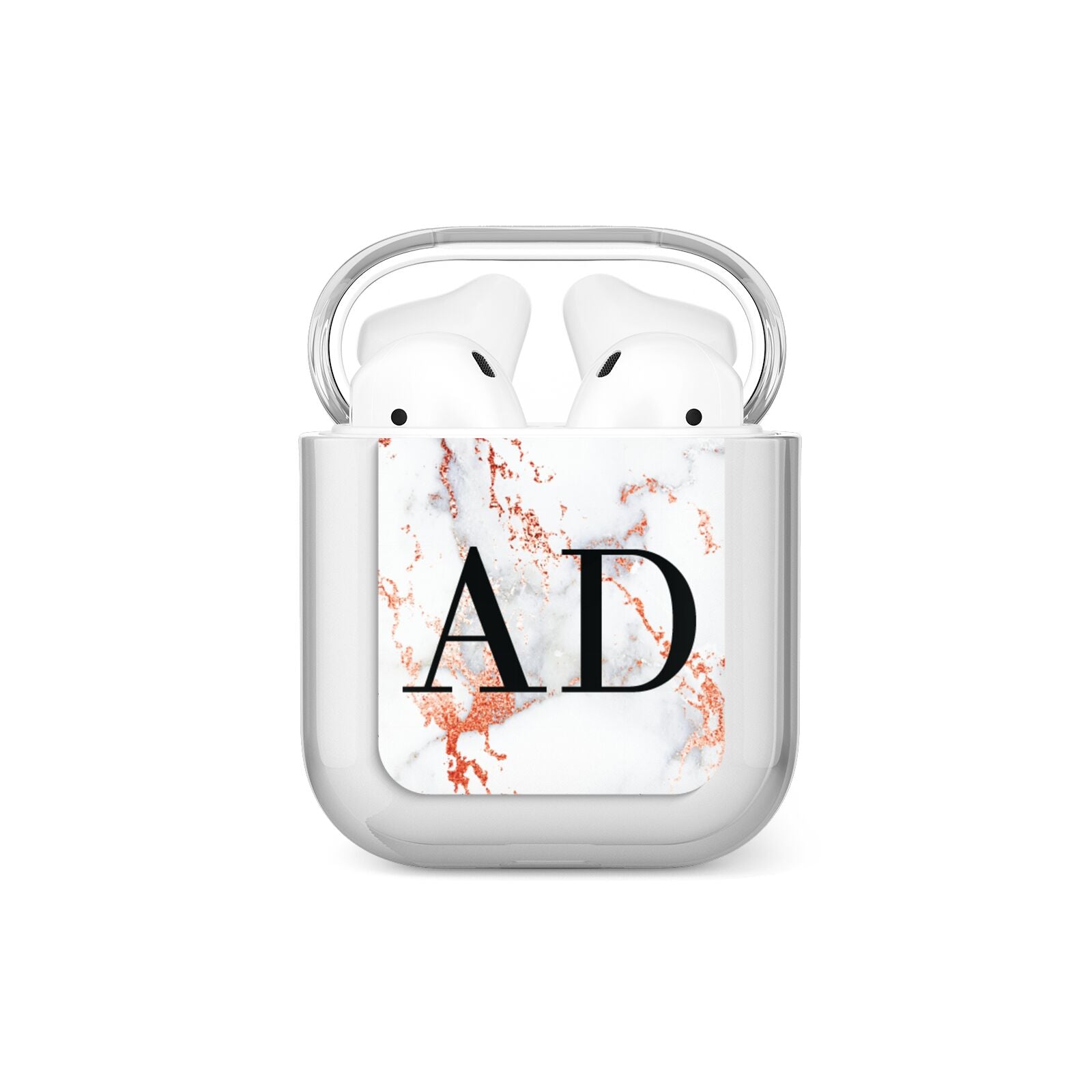 Personalised Rose Gold Marble Initials AirPods Case