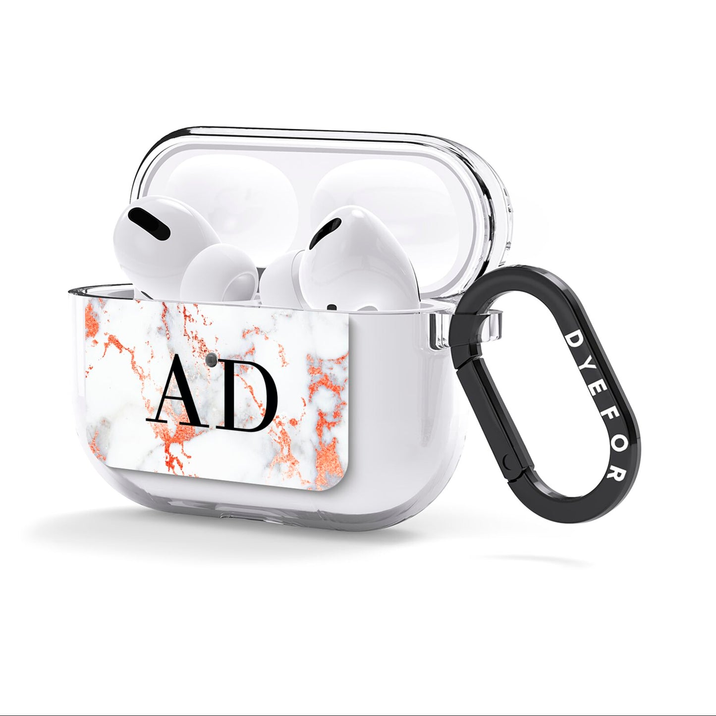 Personalised Rose Gold Marble Initials AirPods Clear Case 3rd Gen Side Image