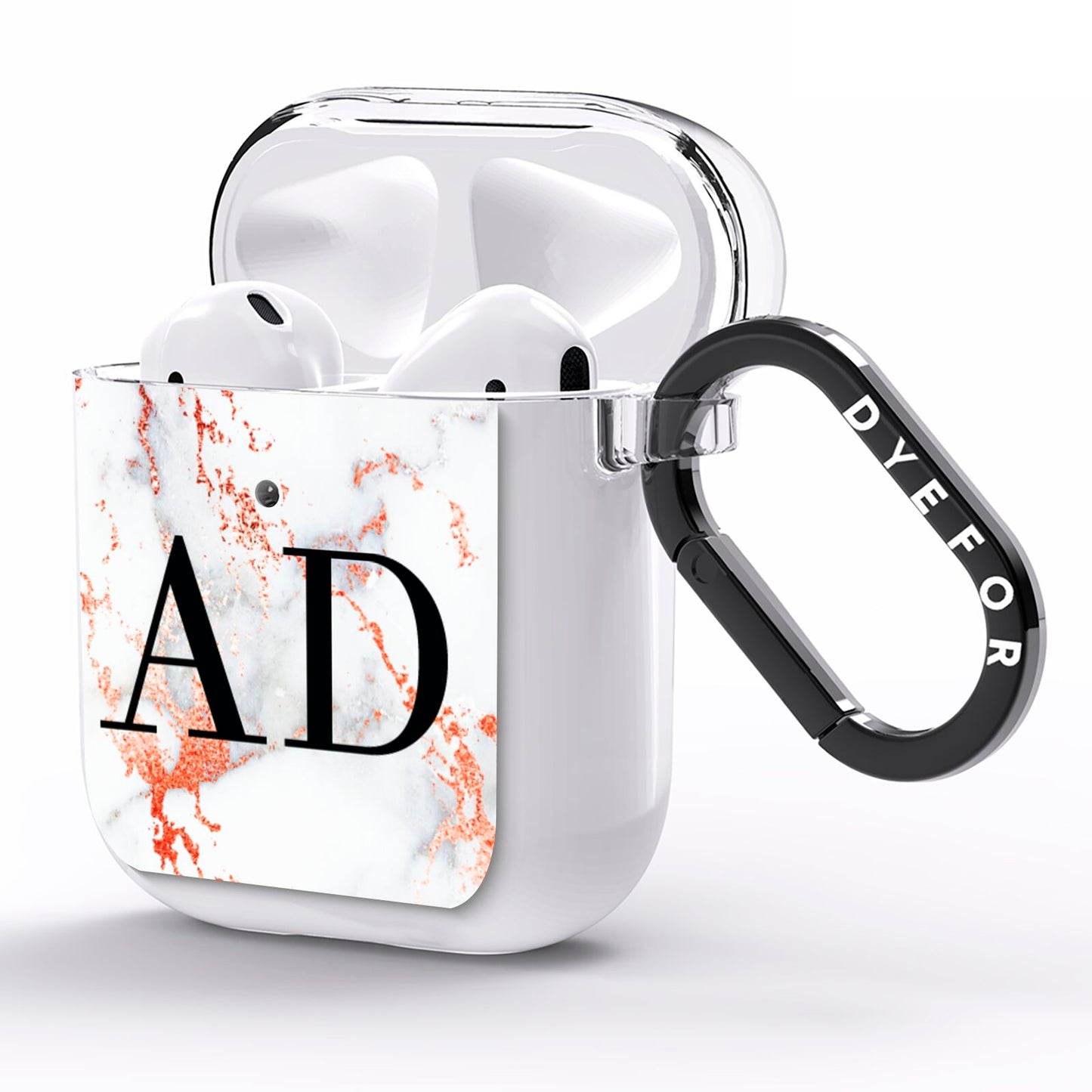 Personalised Rose Gold Marble Initials AirPods Clear Case Side Image