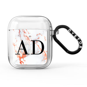 Personalised Rose Gold Marble Initials AirPods Case