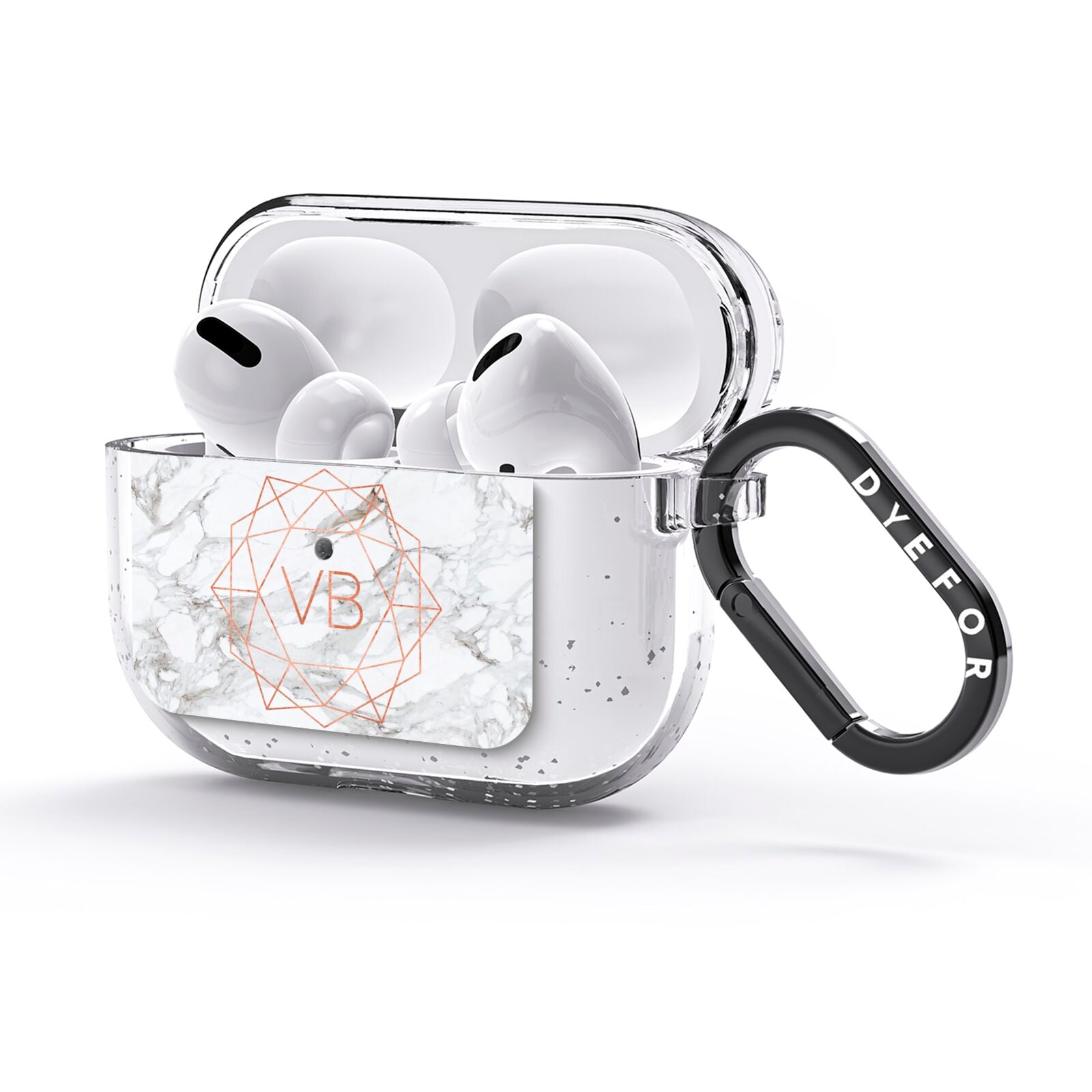 Personalised Rose Gold Marble Initials AirPods Glitter Case 3rd Gen Side Image