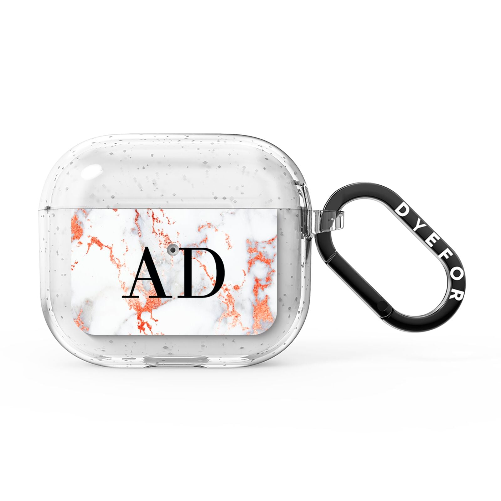 Personalised Rose Gold Marble Initials AirPods Glitter Case 3rd Gen