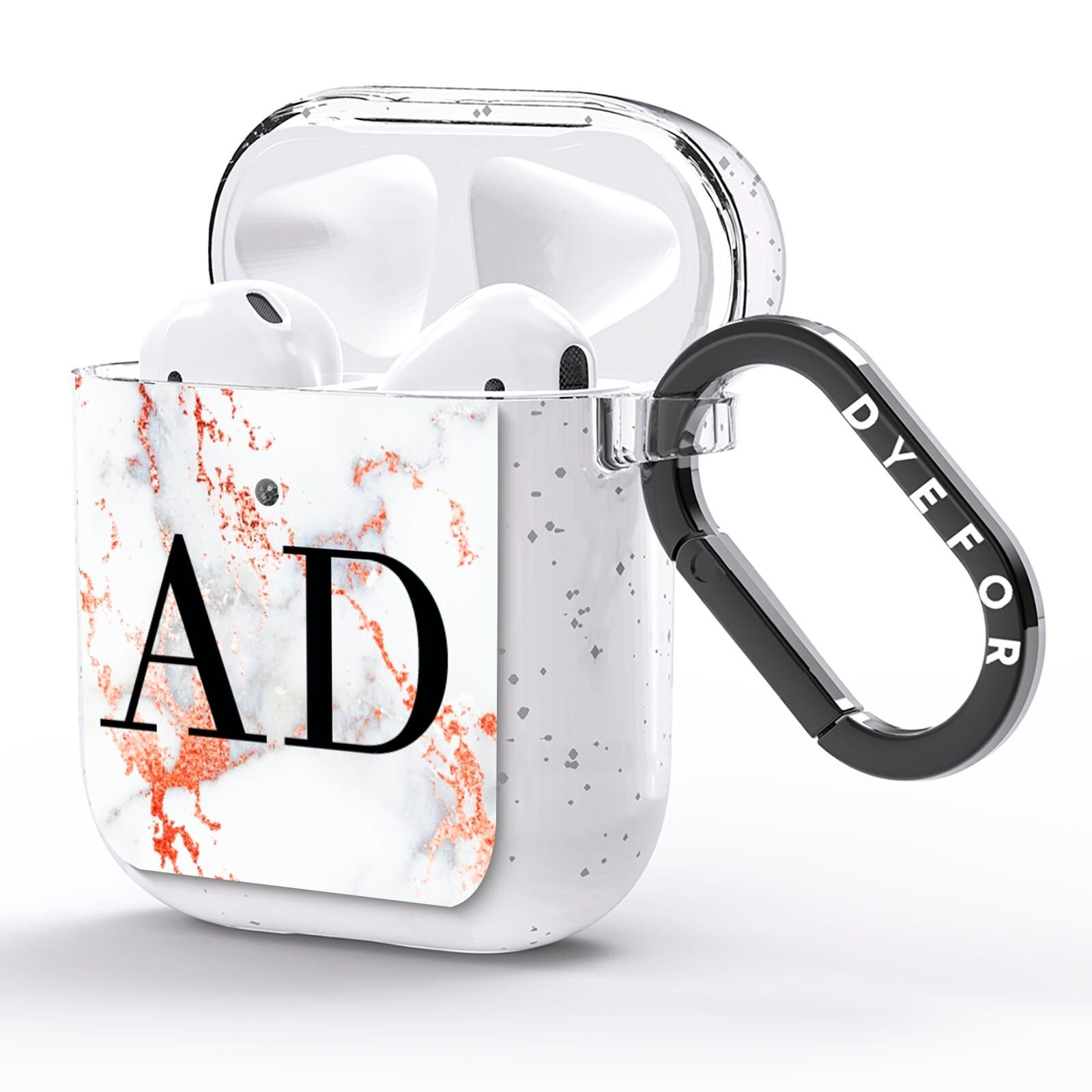 Personalised Rose Gold Marble Initials AirPods Glitter Case Side Image