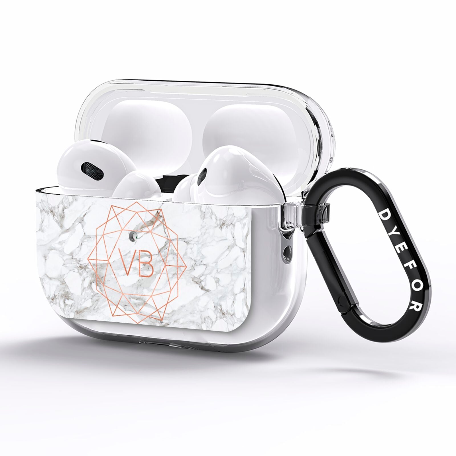 Personalised Rose Gold Marble Initials AirPods Pro Clear Case Side Image
