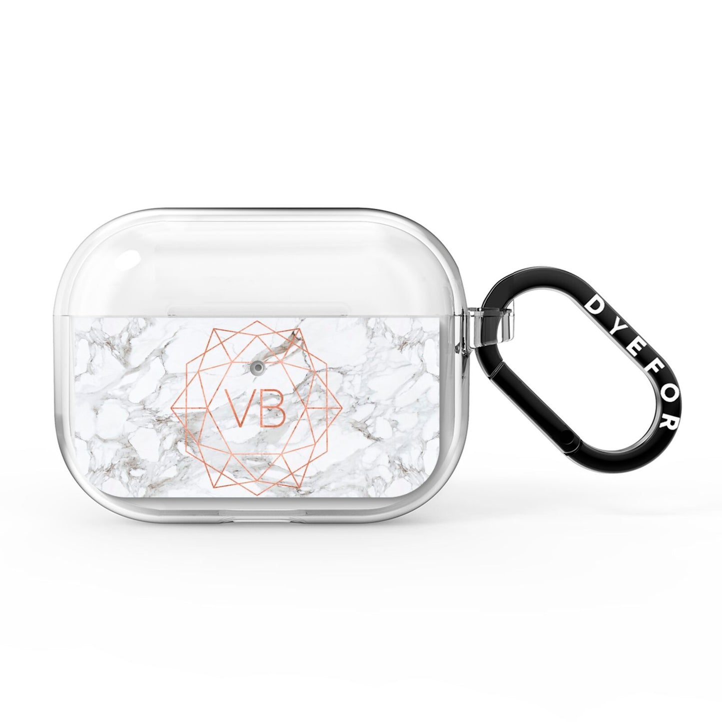 Personalised Rose Gold Marble Initials AirPods Pro Clear Case